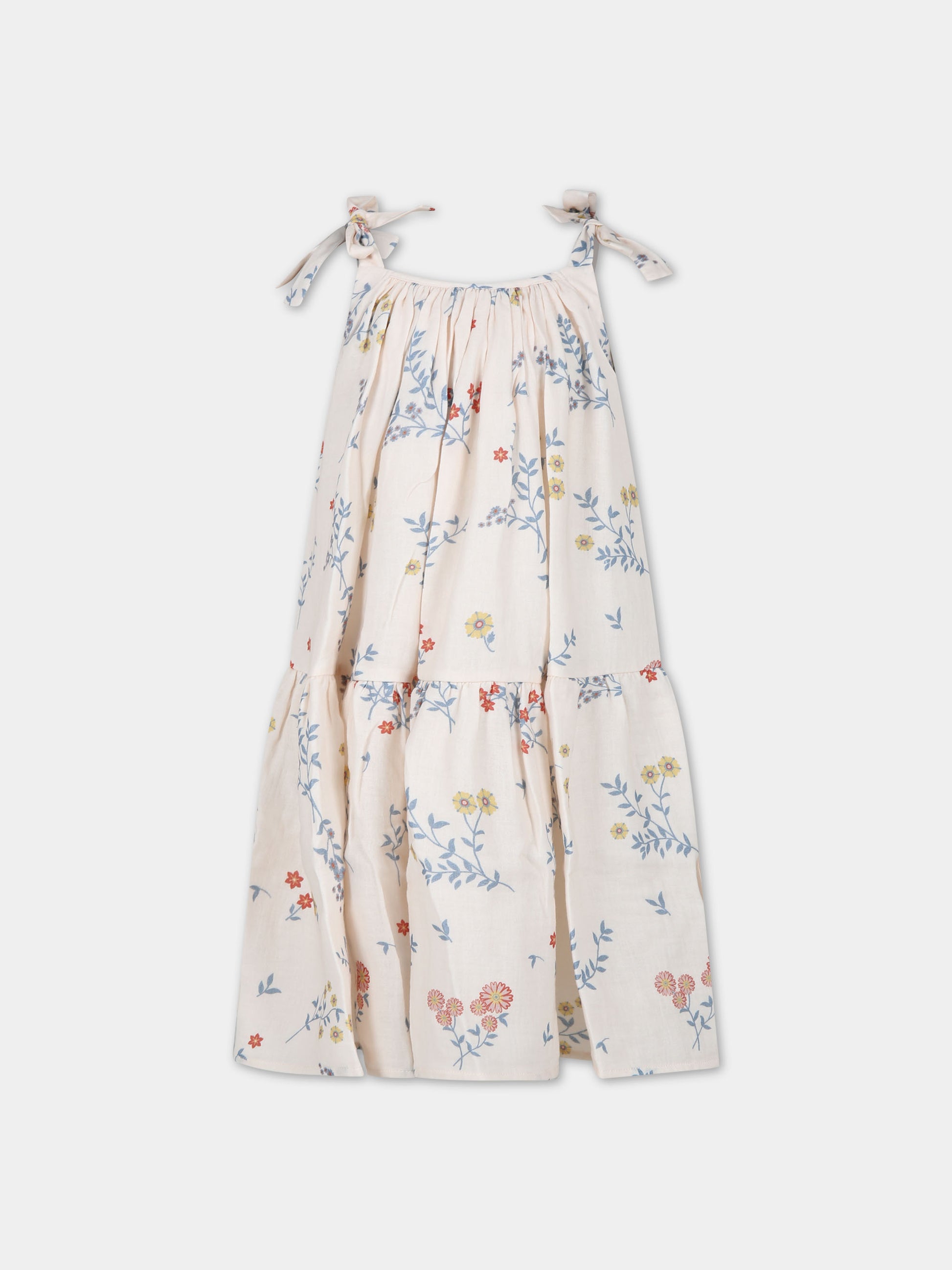 Vestito avorio per bambina con stampa fiori,Coco Au Lait,16COCO S073