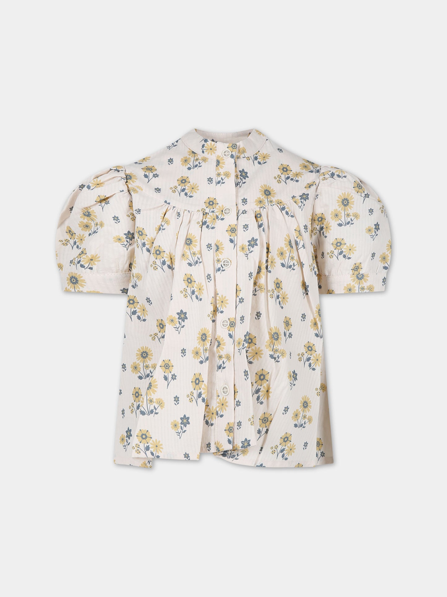 Top avorio per bambina con stampa fiori,Coco Au Lait,16COCO S083