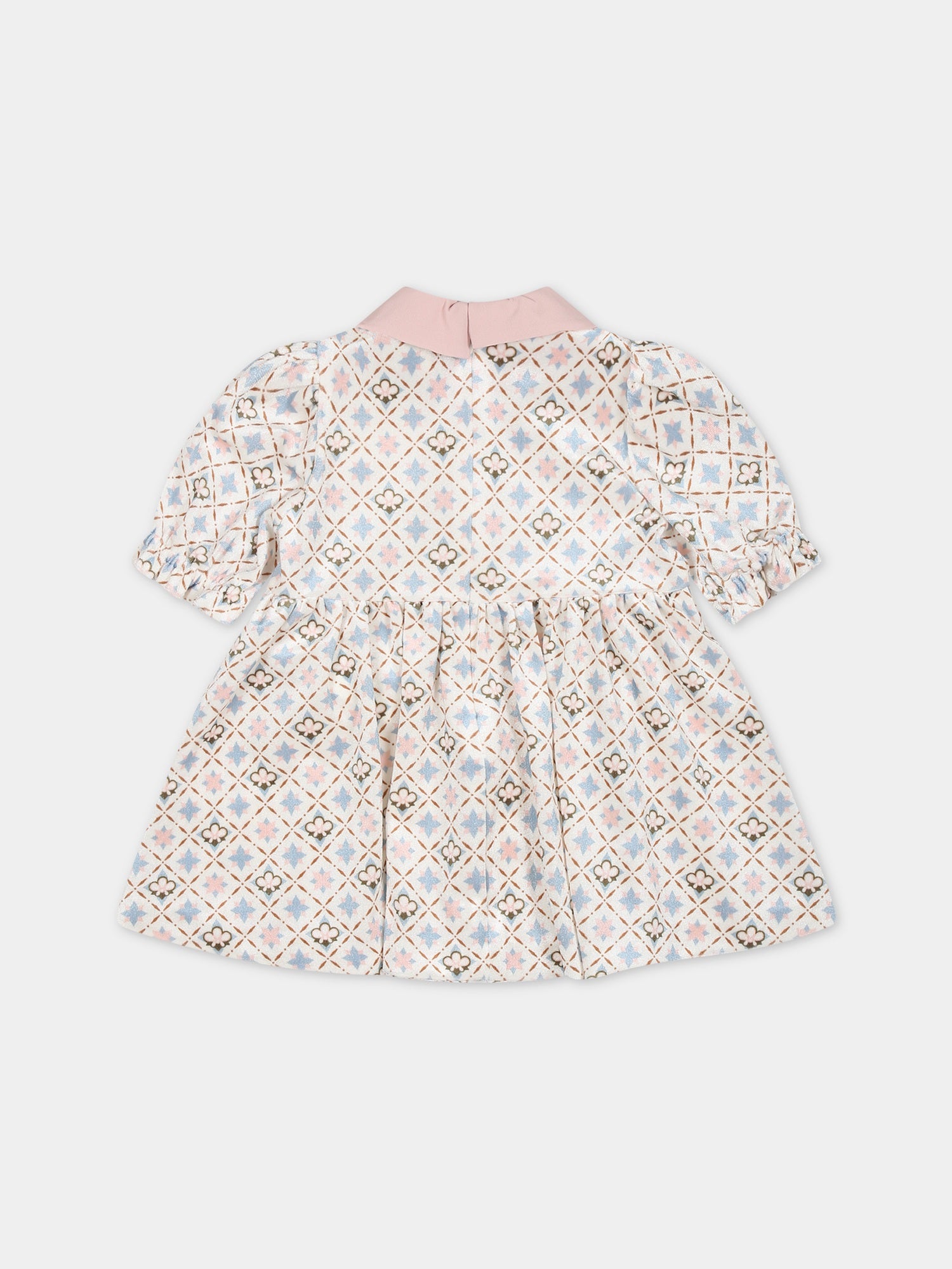 Vestito bianco per neonata con stampa floreale,Simonetta,ST1031 V0107 101CE