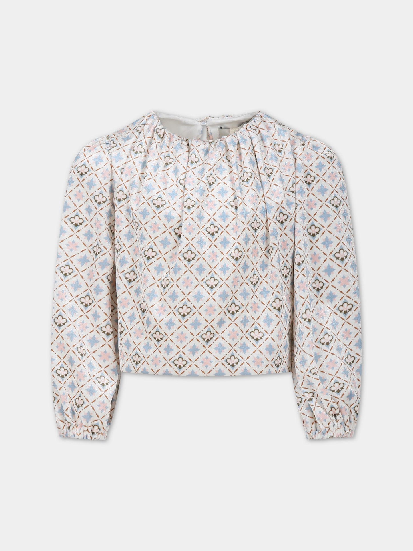 T-shirt bianca per bambina stampa floreale,Simonetta,ST5B10 V0107 101CE