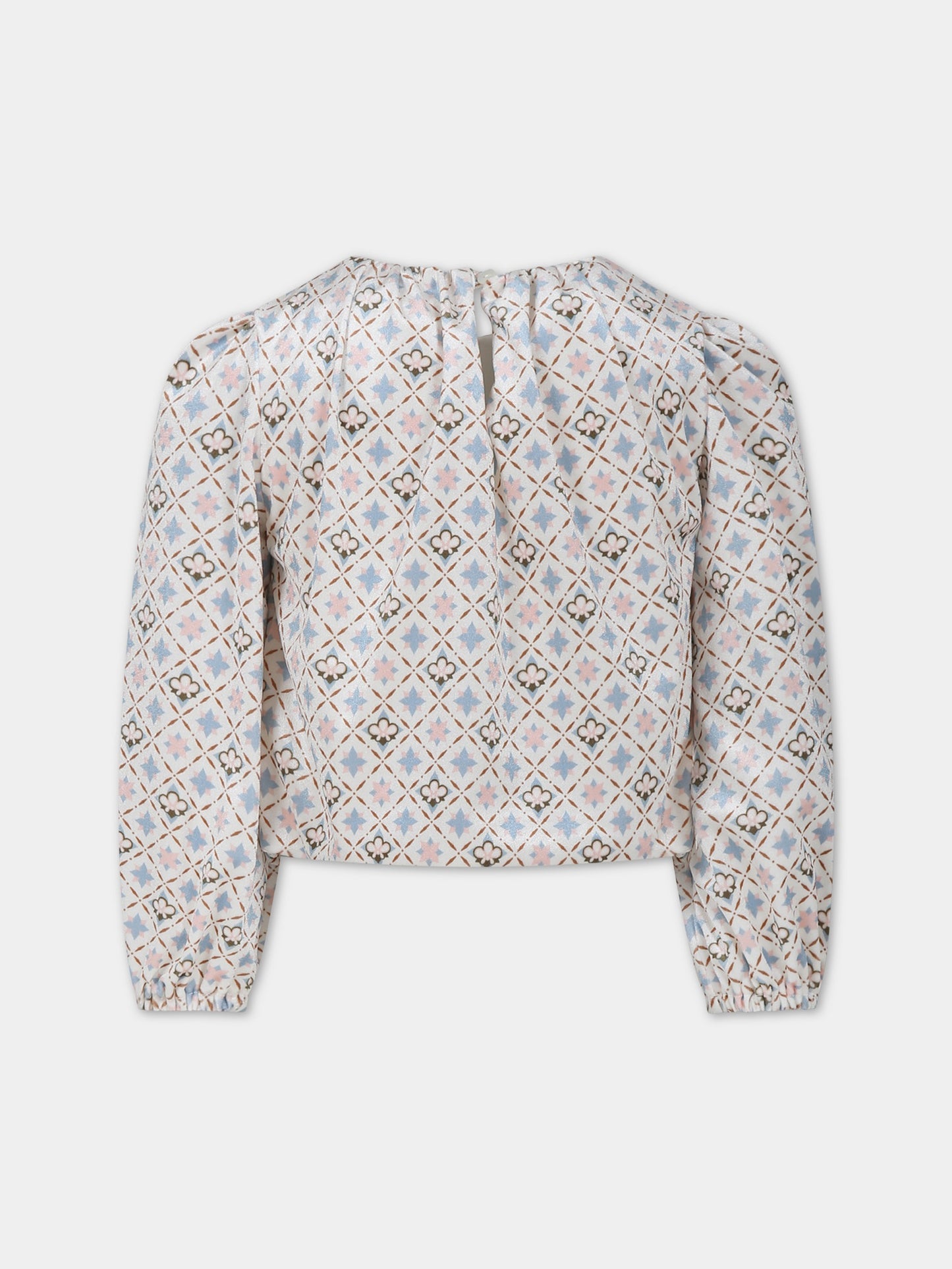 T-shirt bianca per bambina stampa floreale,Simonetta,ST5B10 V0107 101CE