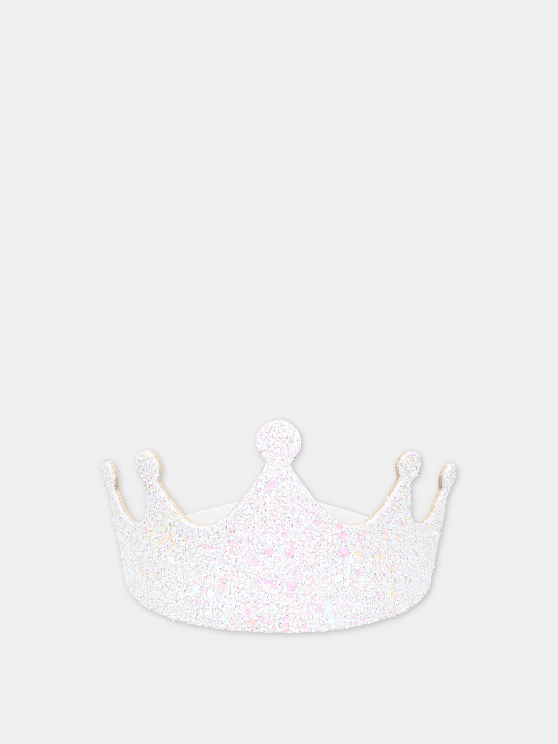 Cerchietto bianco per bambina con corona,Illy Trilly,PARTY CROWN BIG VANILLA