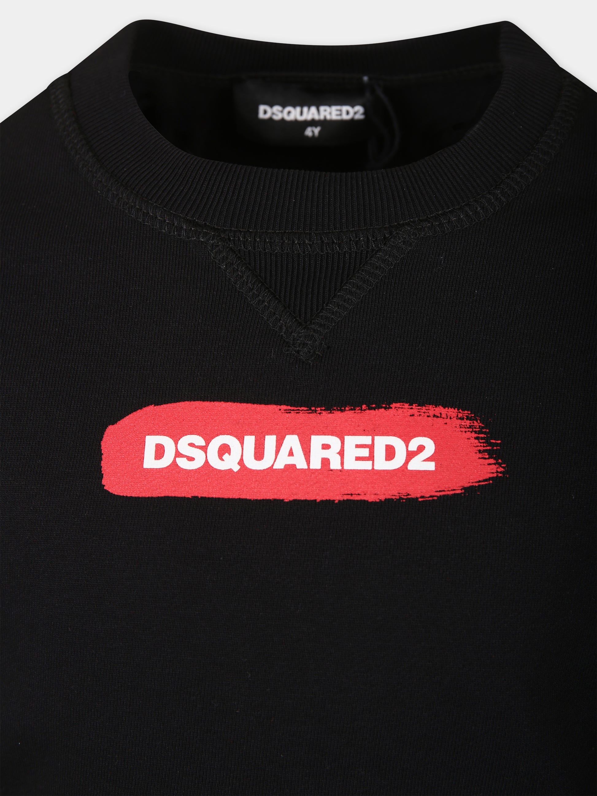 Felpa nera per bambino con logo,Dsquared2,DQ2092 D0A2F D2S777U DQ900