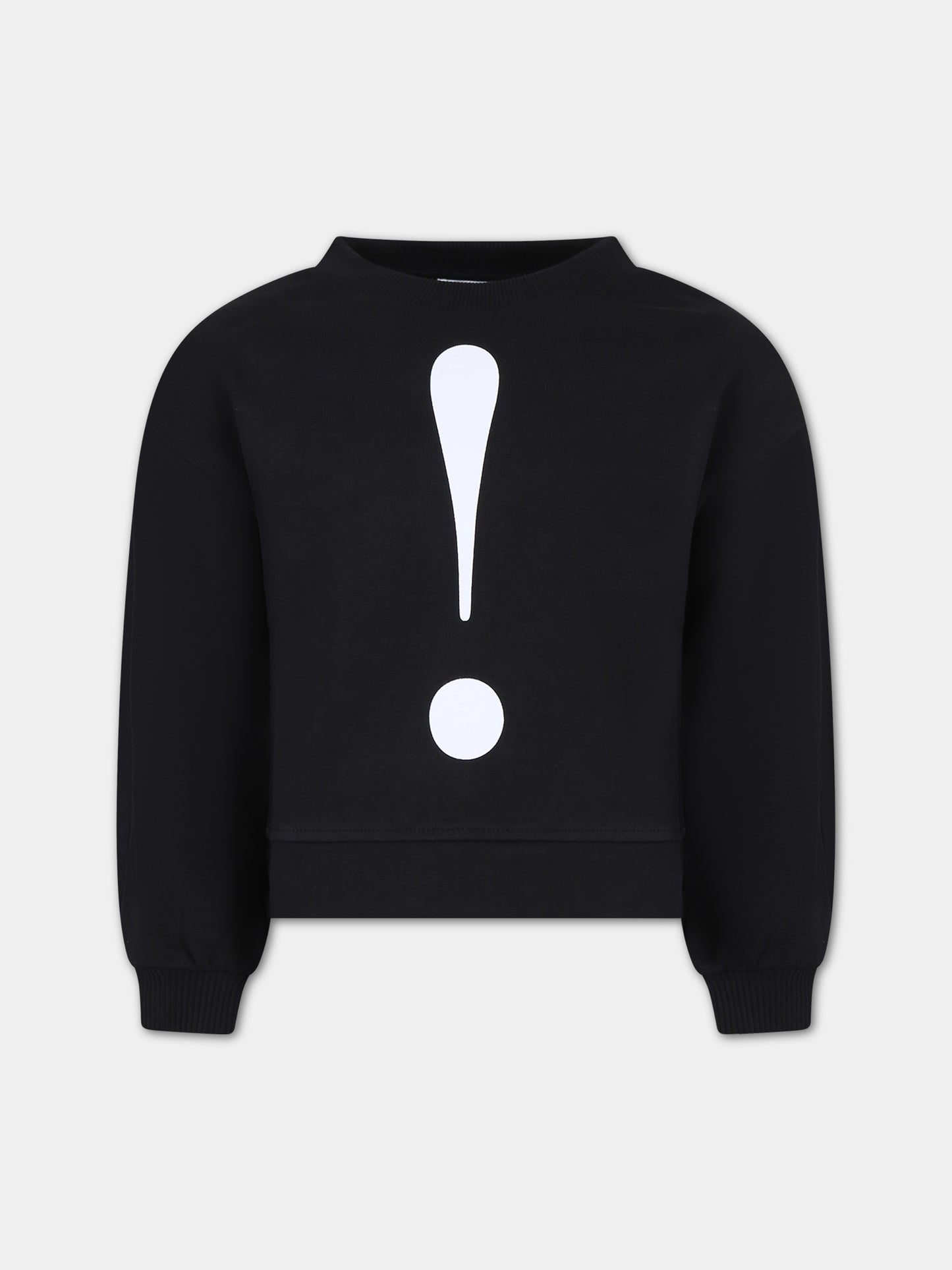 Felpa nera per bambina con punto esclamativo,Moschino Kids,HDF05V LCA75 60100