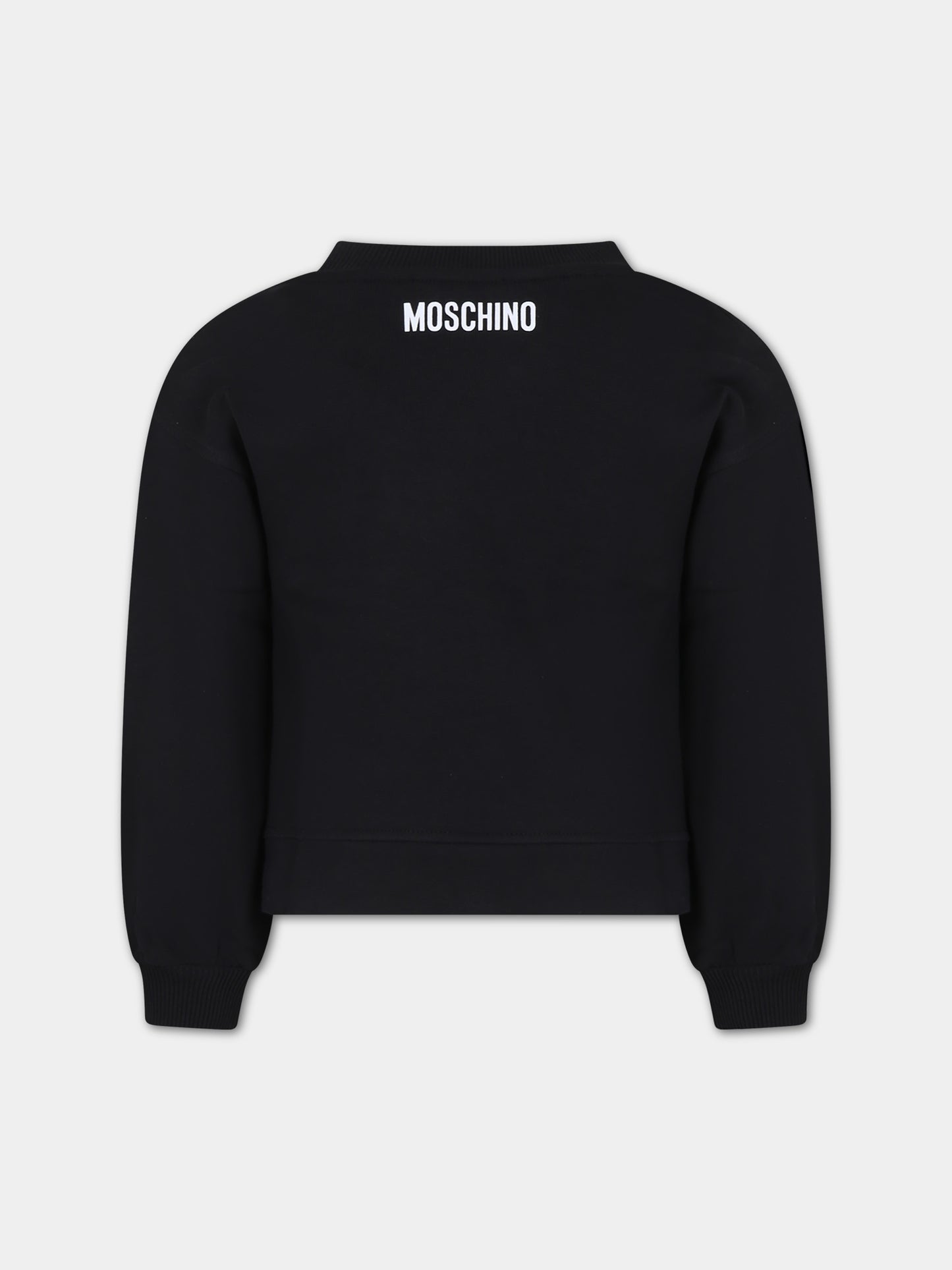 Felpa nera per bambina con punto esclamativo,Moschino Kids,HDF05V LCA75 60100