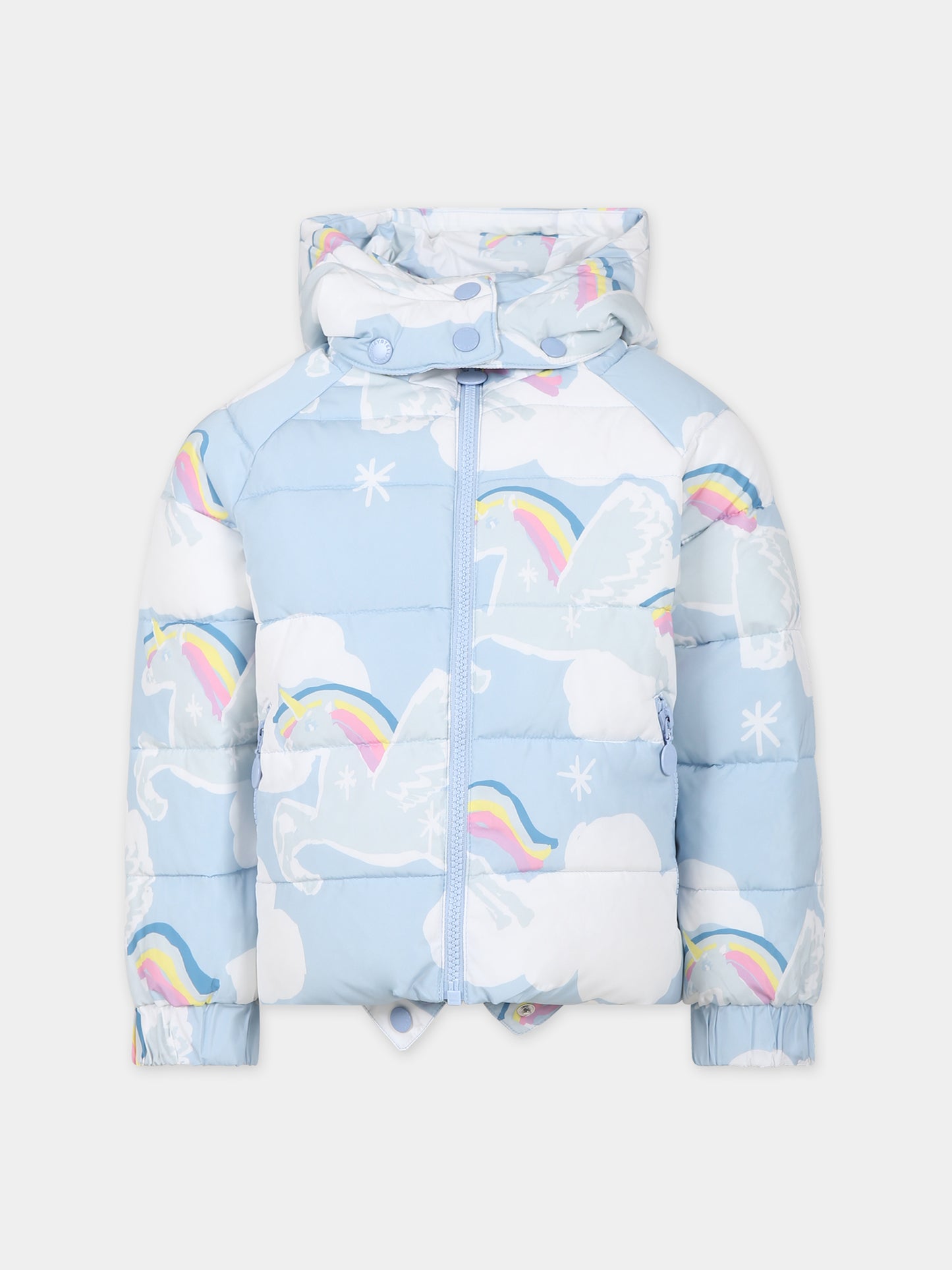 Piumino celeste per bambina con unicorni,Stella Mccartney Kids,TT2A47 Z1278 602MC