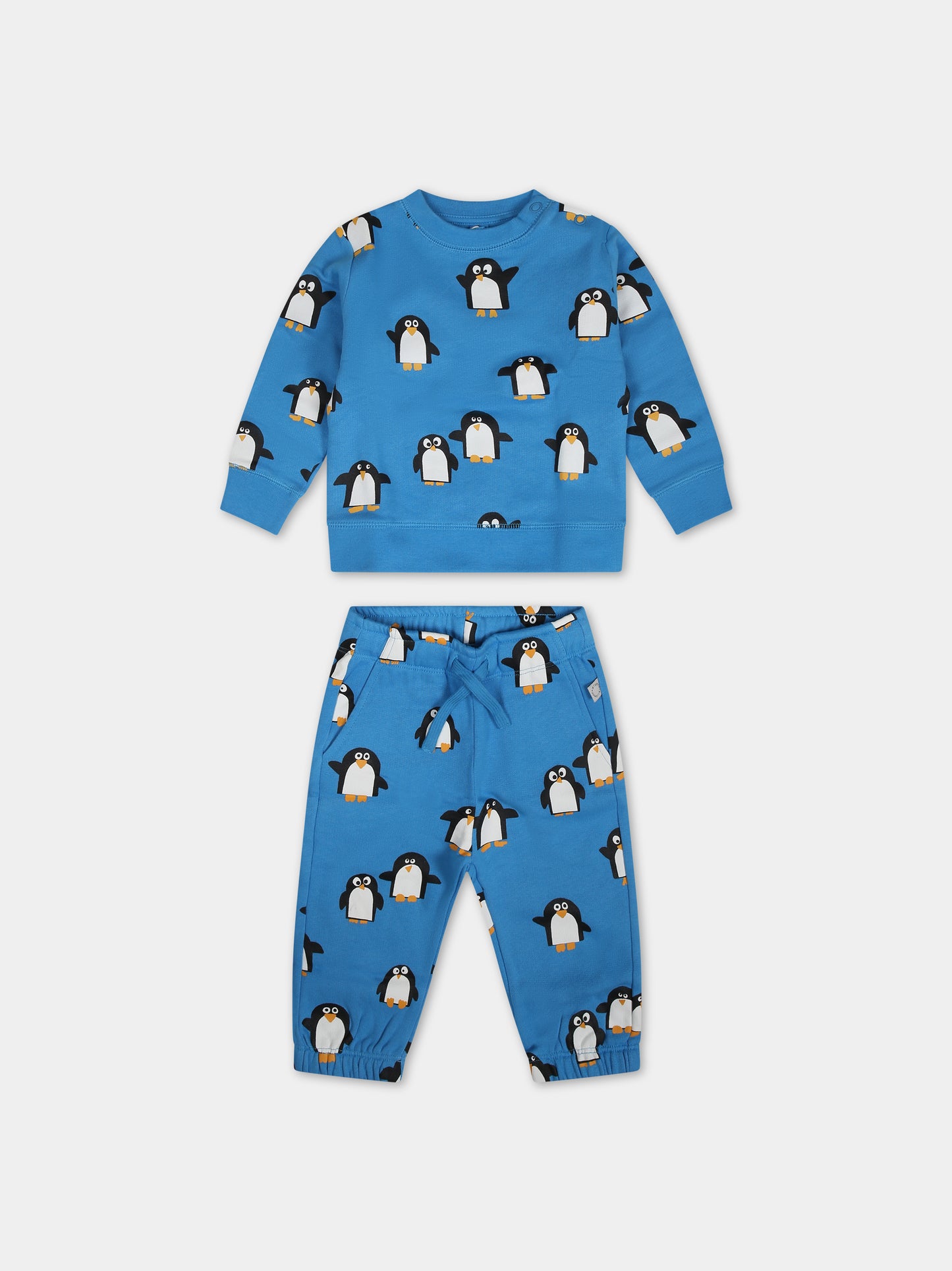 Completo azzurro per neonato con stampa pinguino,Stella Mccartney Kids,TT3570 Z1514 644MC
