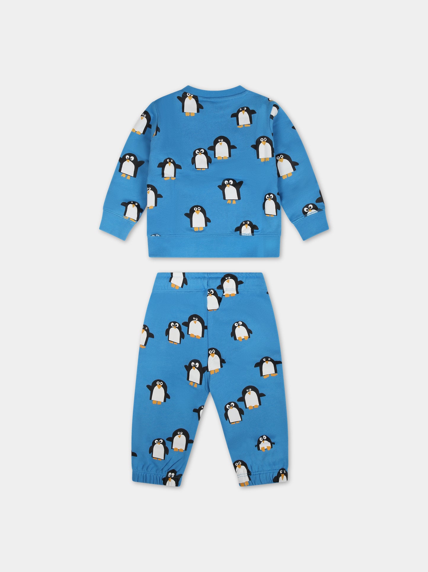Completo azzurro per neonato con stampa pinguino,Stella Mccartney Kids,TT3570 Z1514 644MC