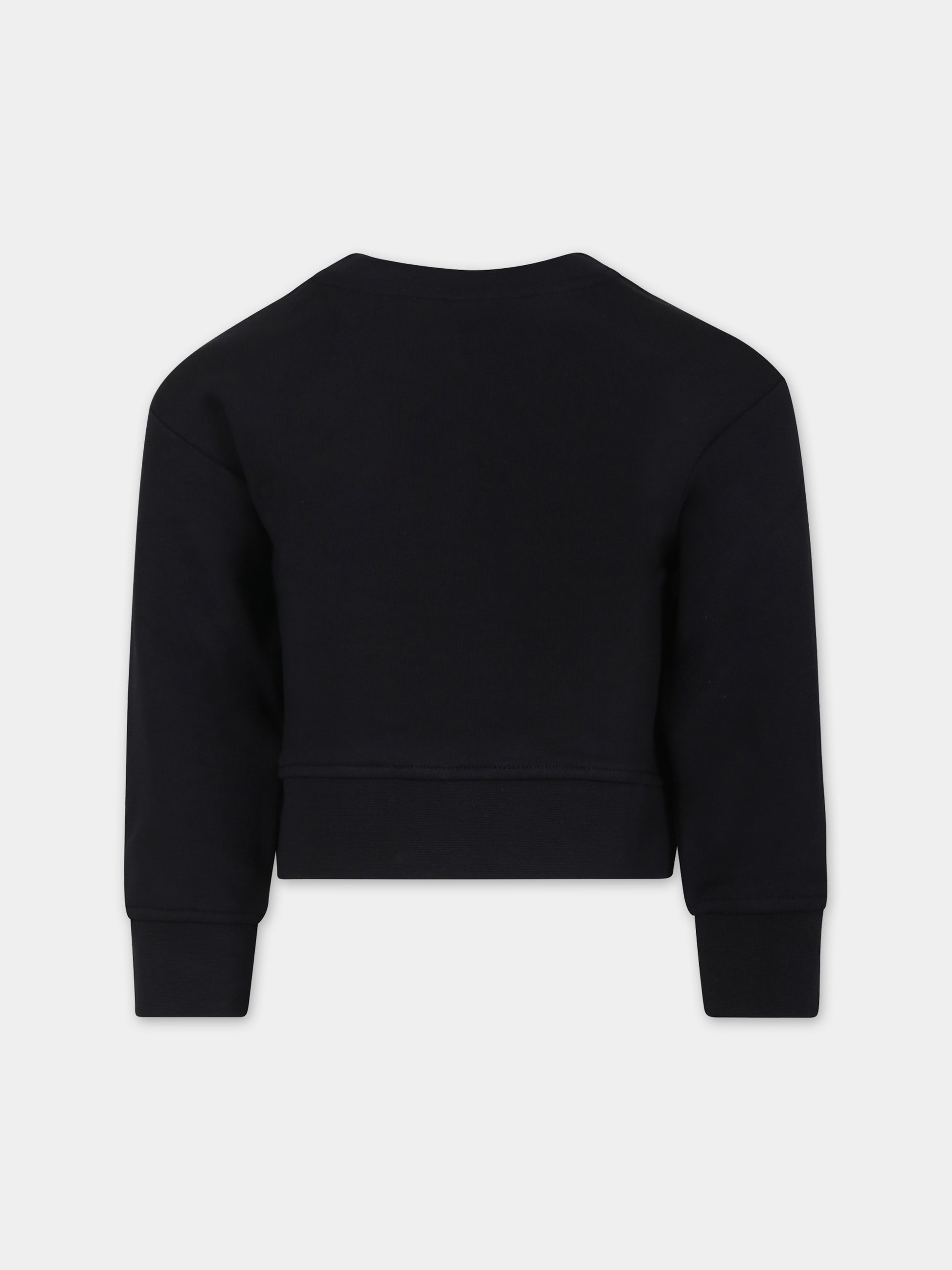 Felpa nera per bambina con stampa e logo,Stella Mccartney Kids,TT4C50 Z0453 930