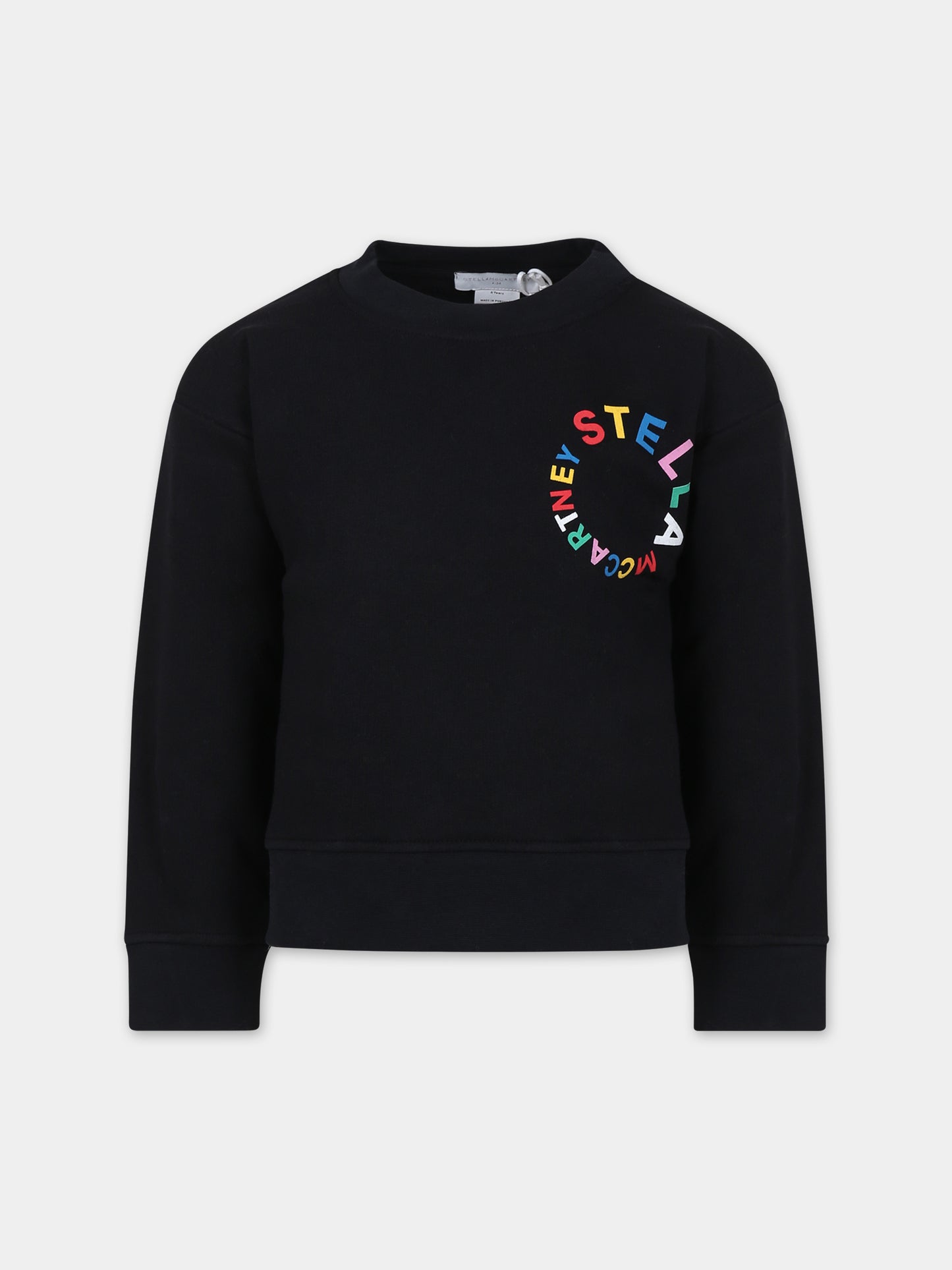 Felpa nera per bambina con logo,Stella Mccartney Kids,TT4D00 Z0447 930