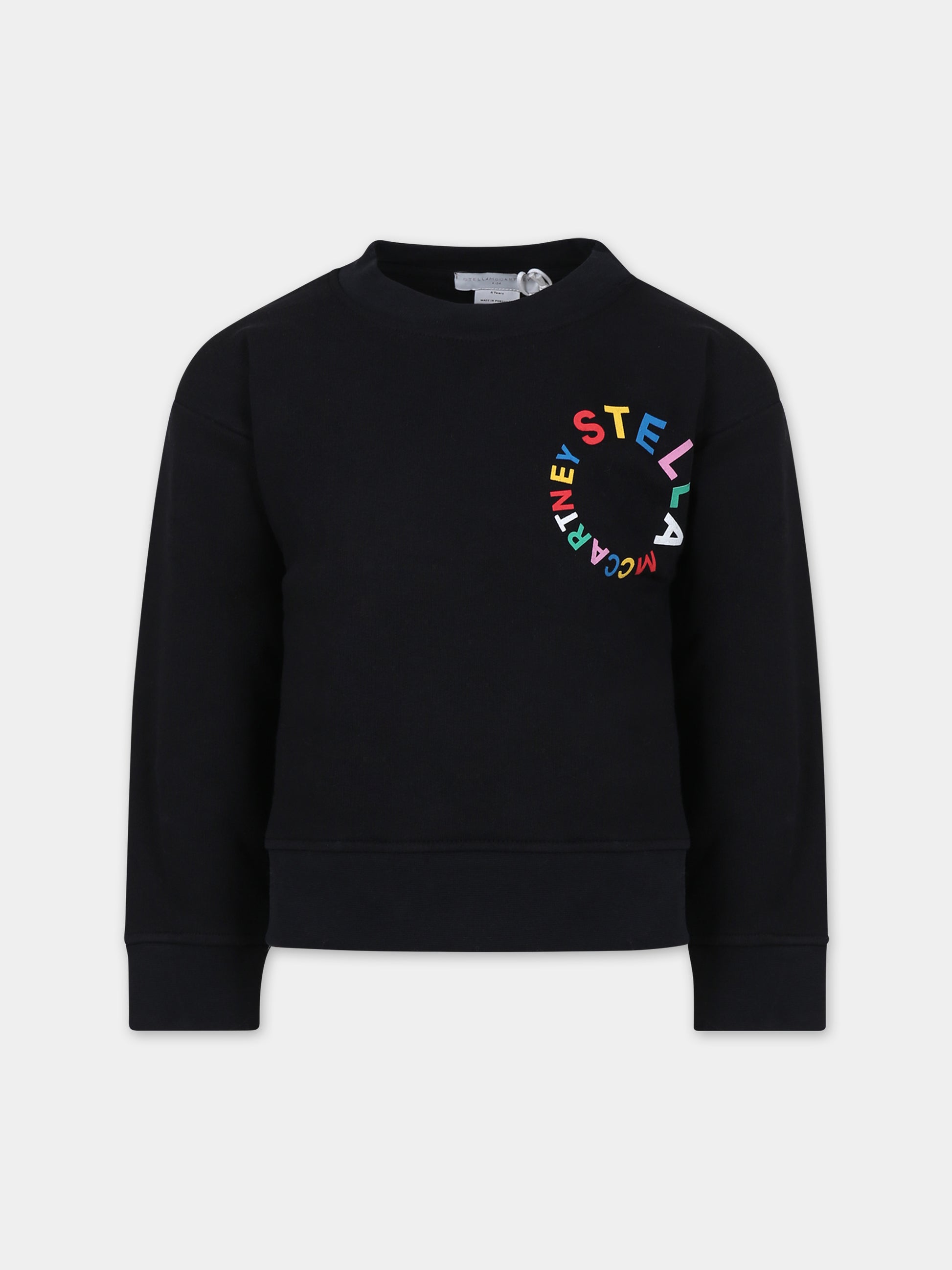 Felpa nera per bambina con logo,Stella Mccartney Kids,TT4D00 Z0447 930