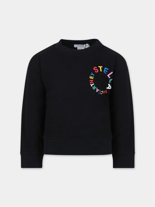 Felpa nera per bambina con logo,Stella Mccartney Kids,TT4D00 Z0447 930