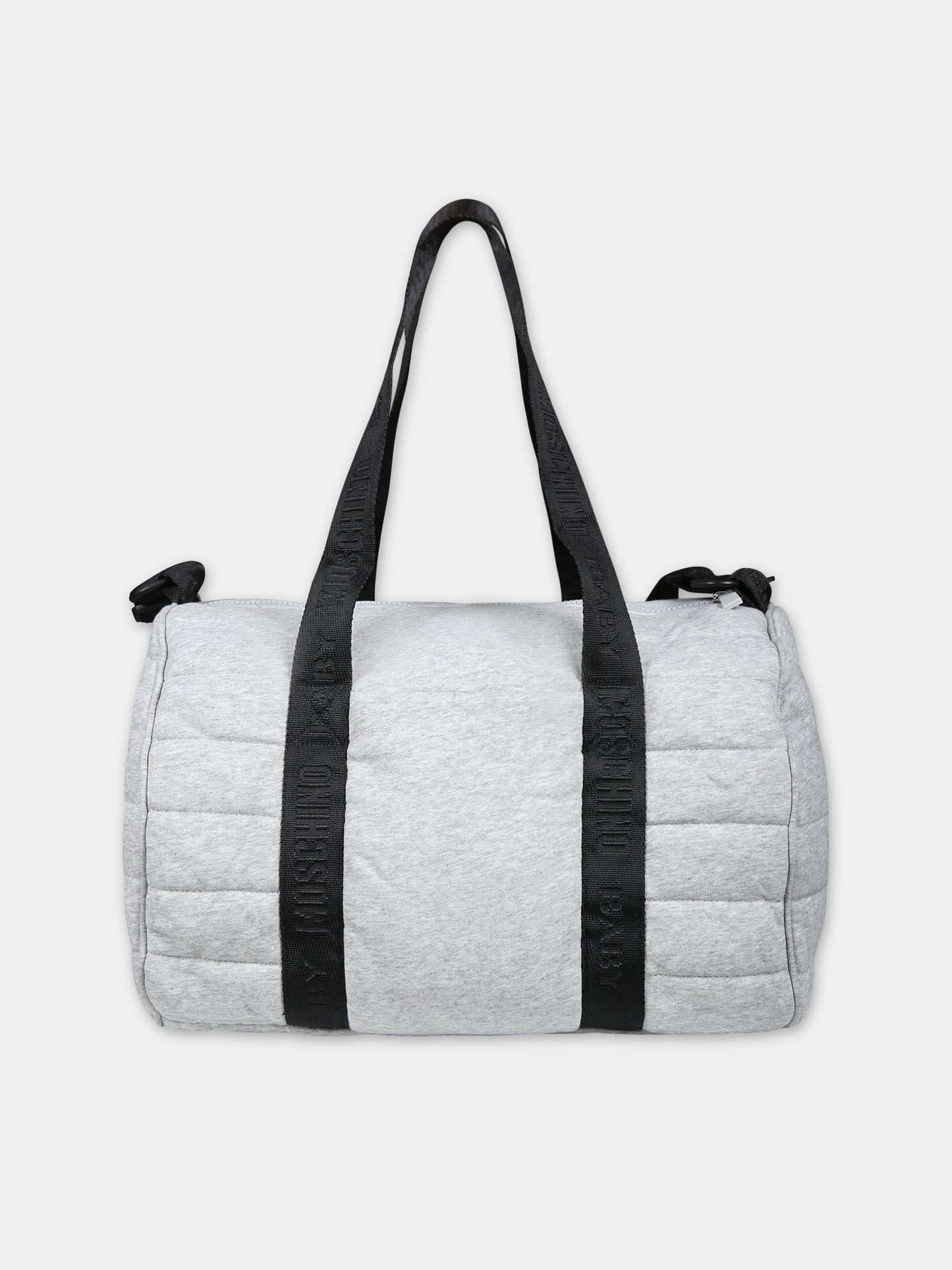 Borsa mamma grigia per neonati con Teddy Bear e logo,Moschino Kids,MNX03P LCA26 60901