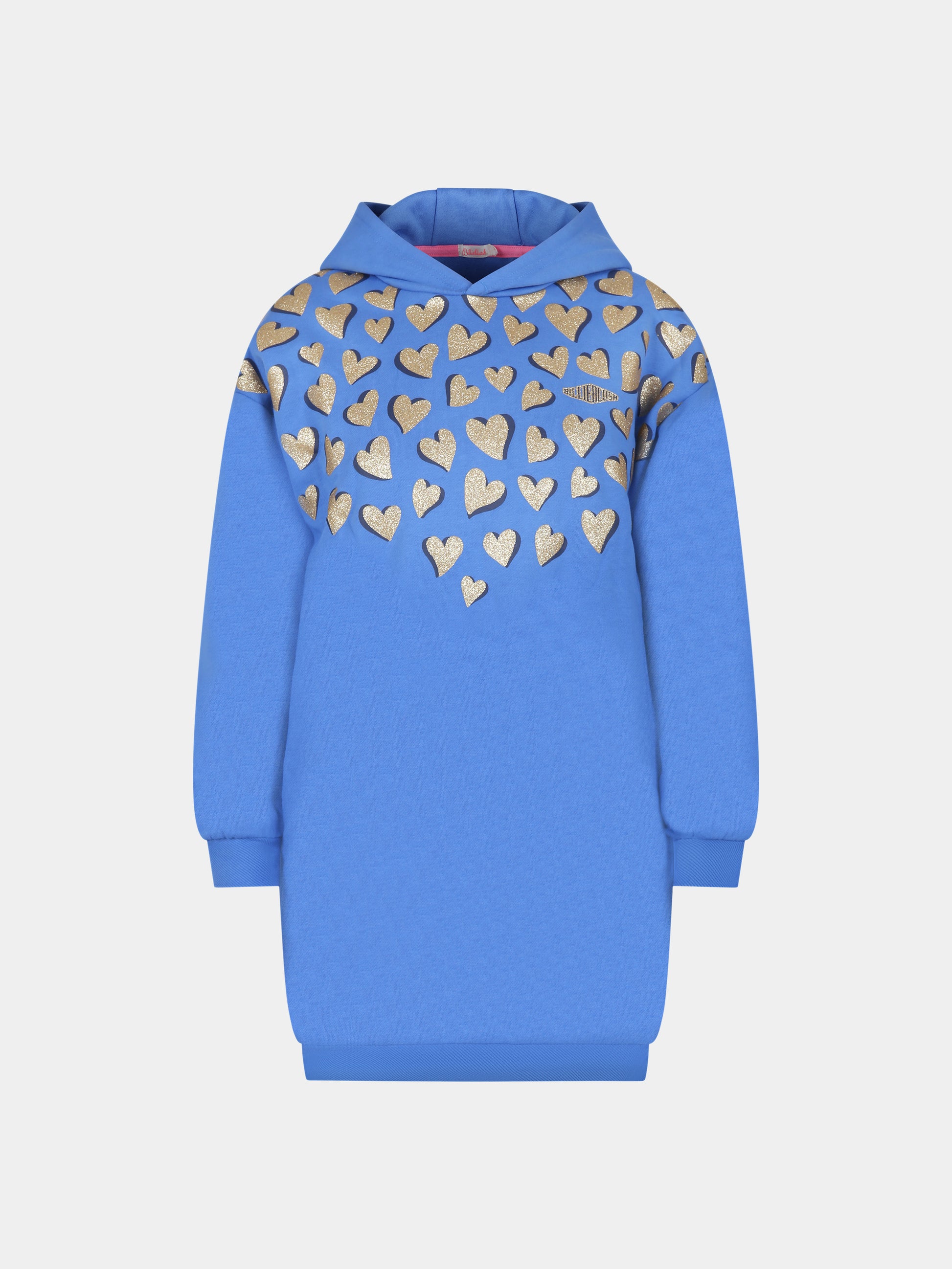 Vestito blu per bambina con stampa cuori,Billieblush,U12782 81P