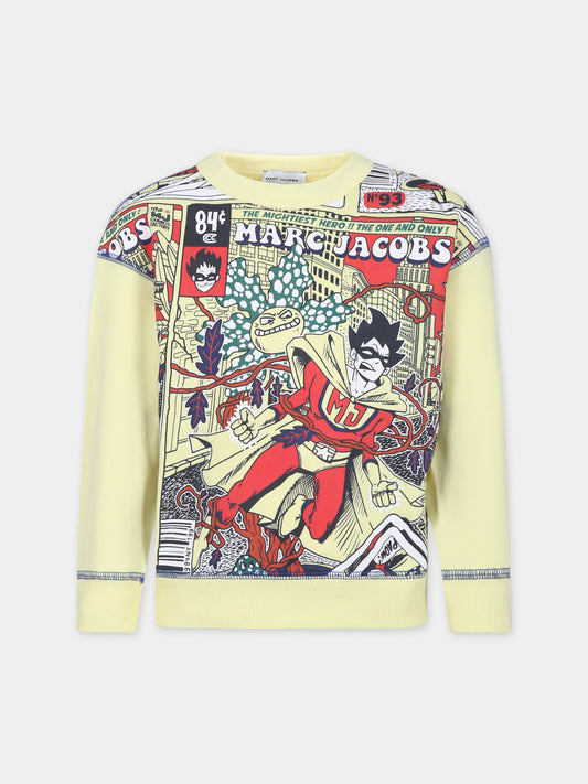 Felpa gialla per bambino con stampa fumetto,Little Marc Jacobs,W25567 513