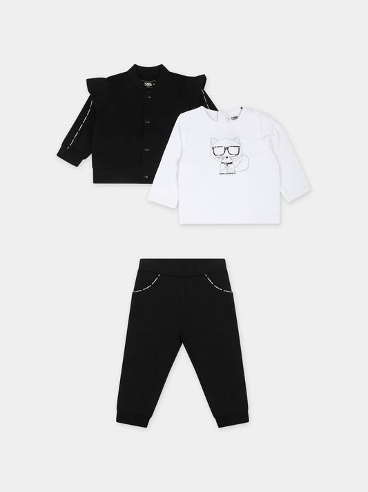 Completo nero per neonata con Choupette,Karl Lagerfeld Kids,Z98116 09B