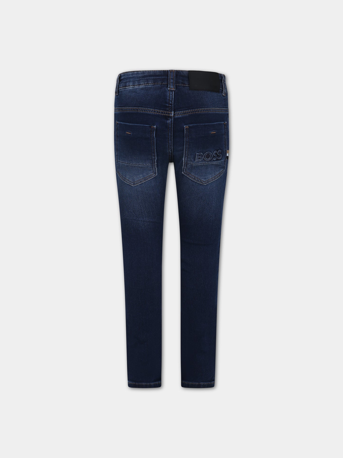 Jeans blu per bambino con logo,Hugo Boss,J24798 Z07