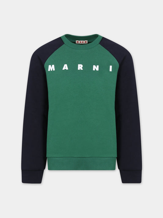 Felpa verde per bambini con logo,Marni Kids,M00818 0M523