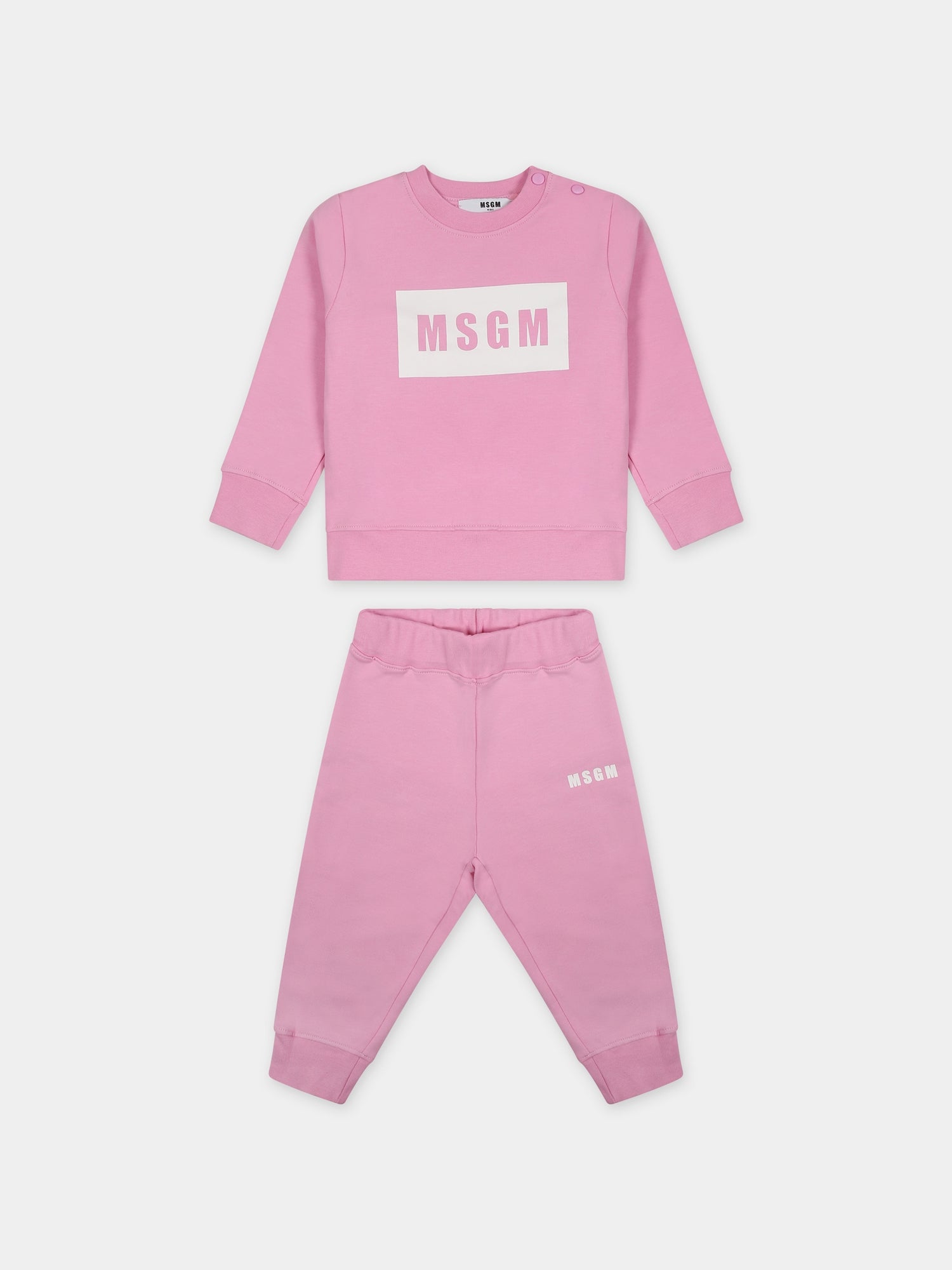 Completo sportivo rosa per neonata con logo,Msgm Kids,F3MSUNTP043 042