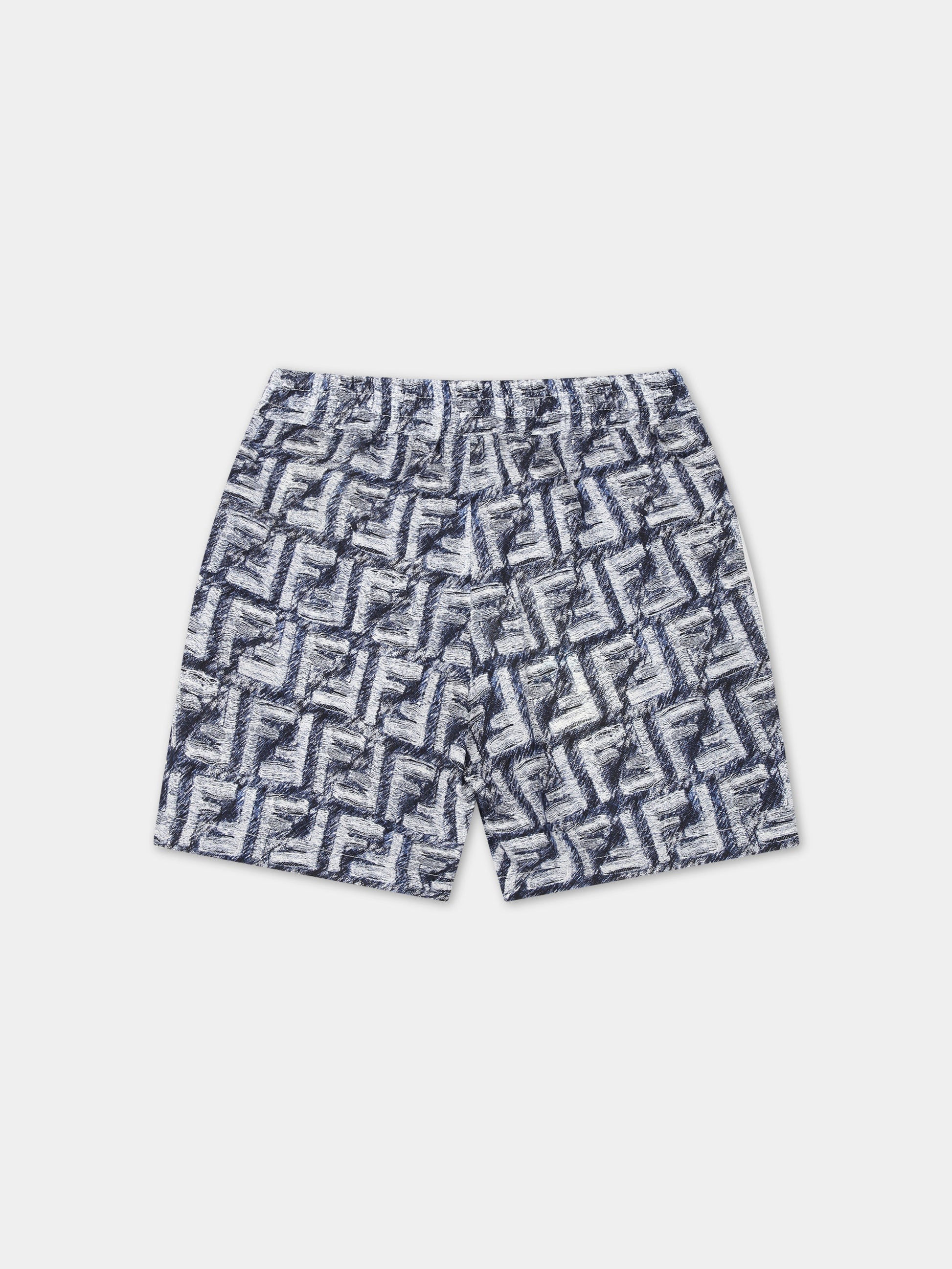 Shorts blu per neonato con iconiche FF,Fendi Kids,BMF225 AQTQ F04V6