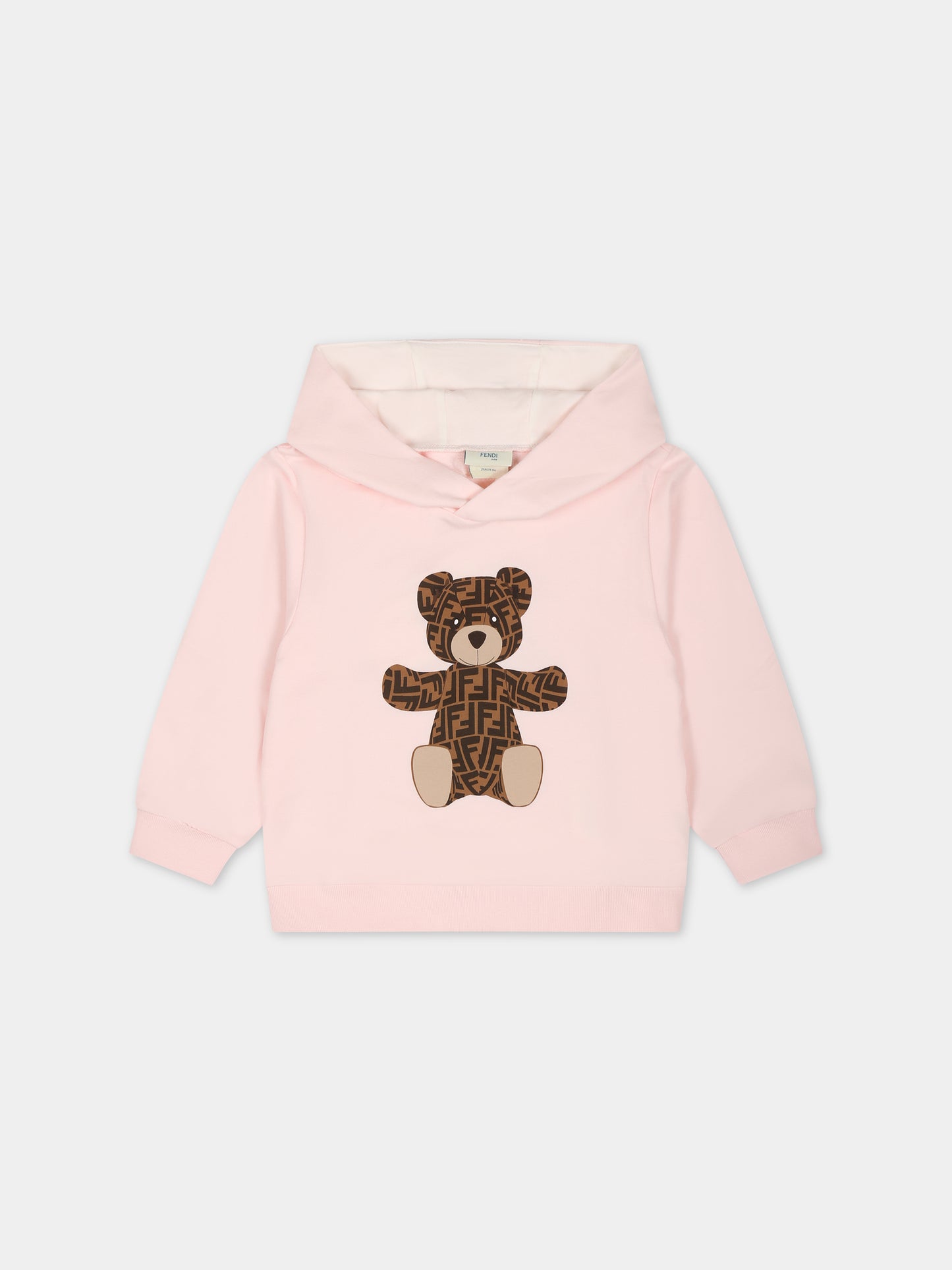 Felpa rosa per neonata con orso,Fendi Kids,BUH049 8RA F0C11