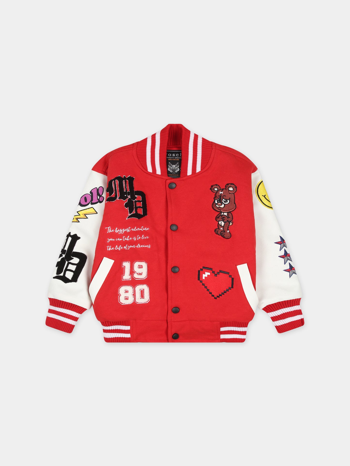 Bomber rosso per neonati con smile e logo,Vosch,VDC005