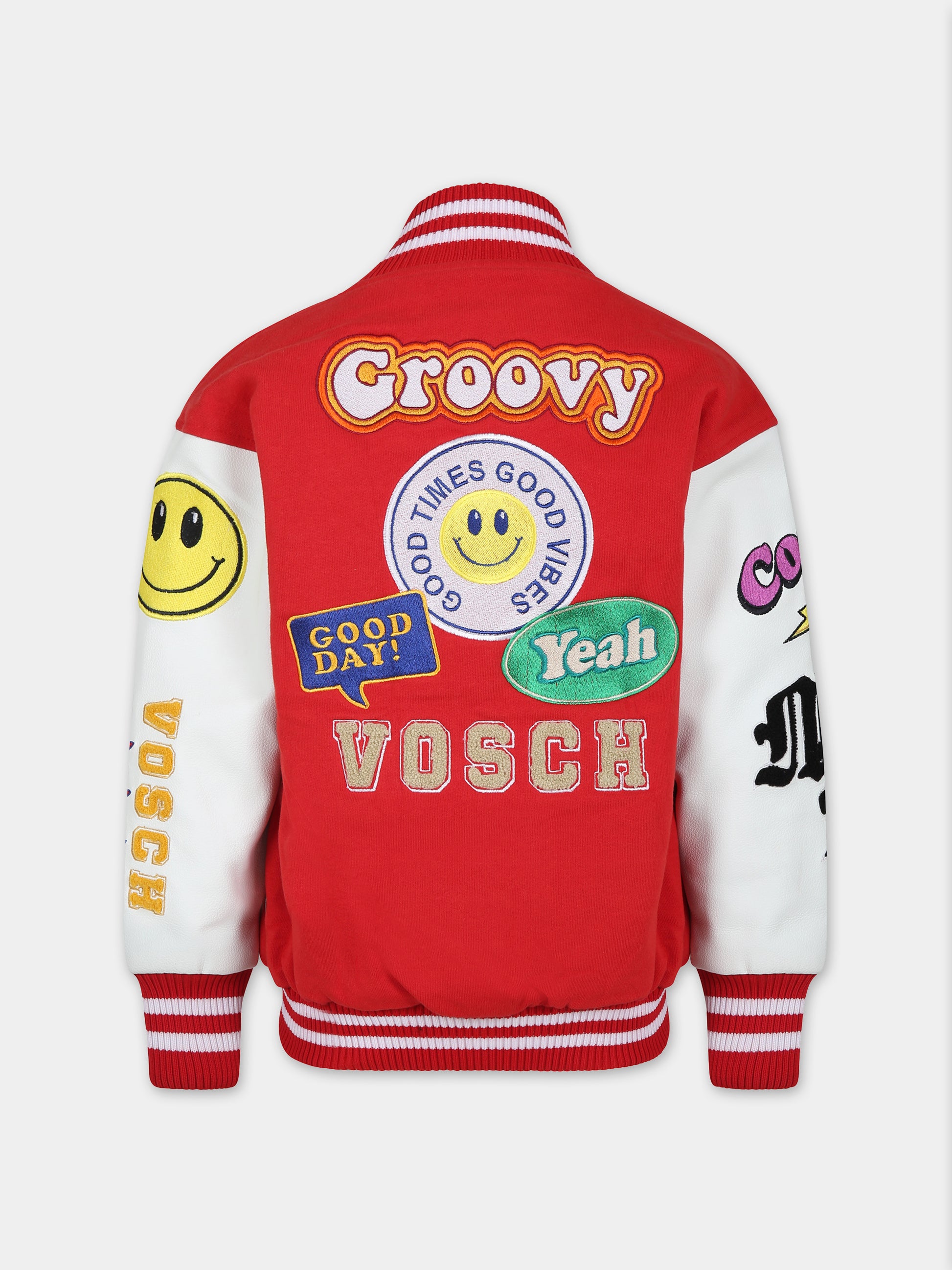 Bomber rosso per bambini con smile e logo,Vosch,VDC005