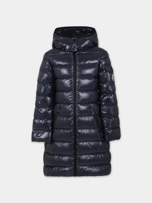 Piumino Moka blu per bambina con logo,Moncler Kids,954 1C50110 68950 742