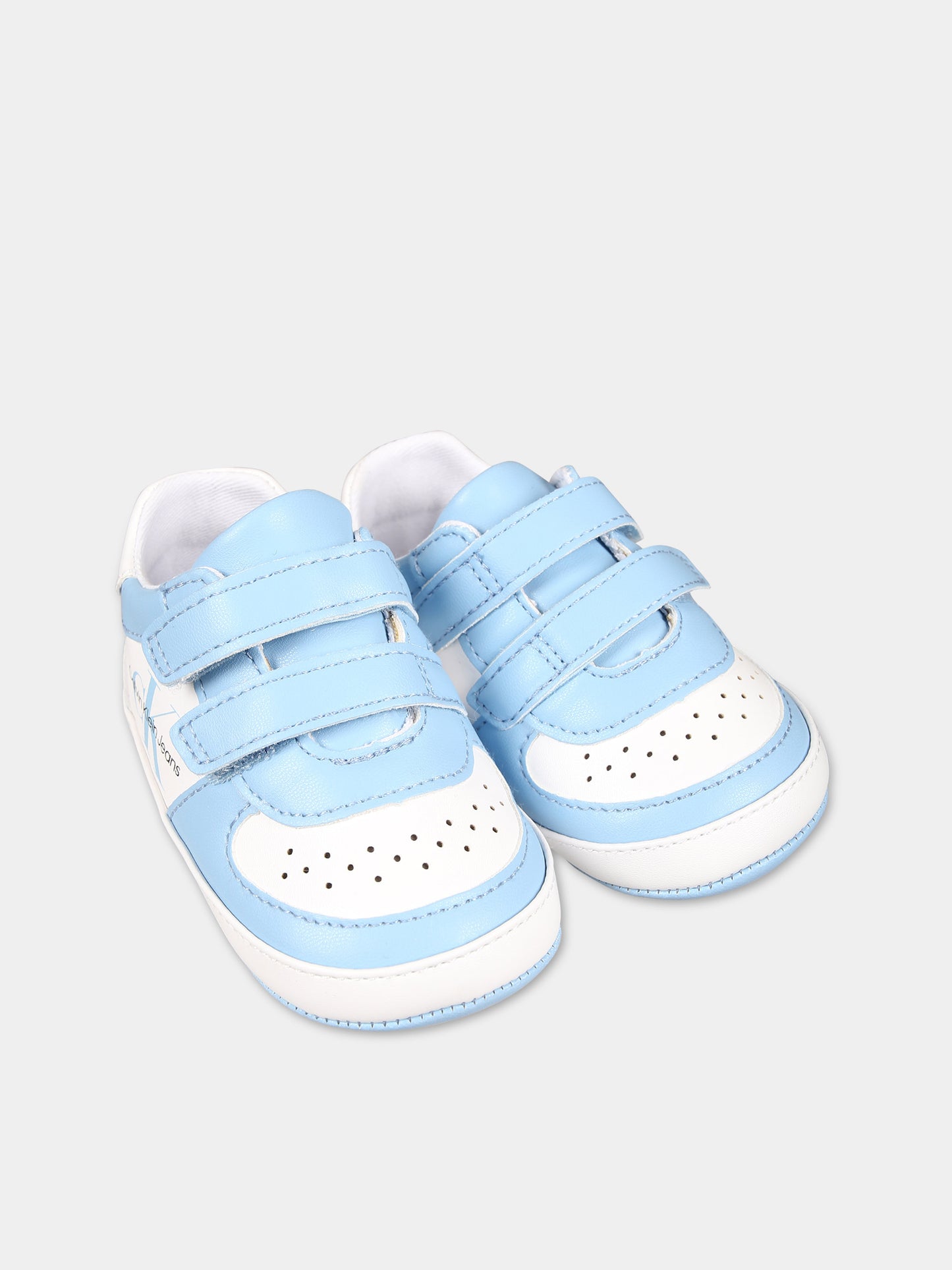 Sneakers celesti per neonato con logo,Calvin Klein Kids,V0B4 80850 1582X116
