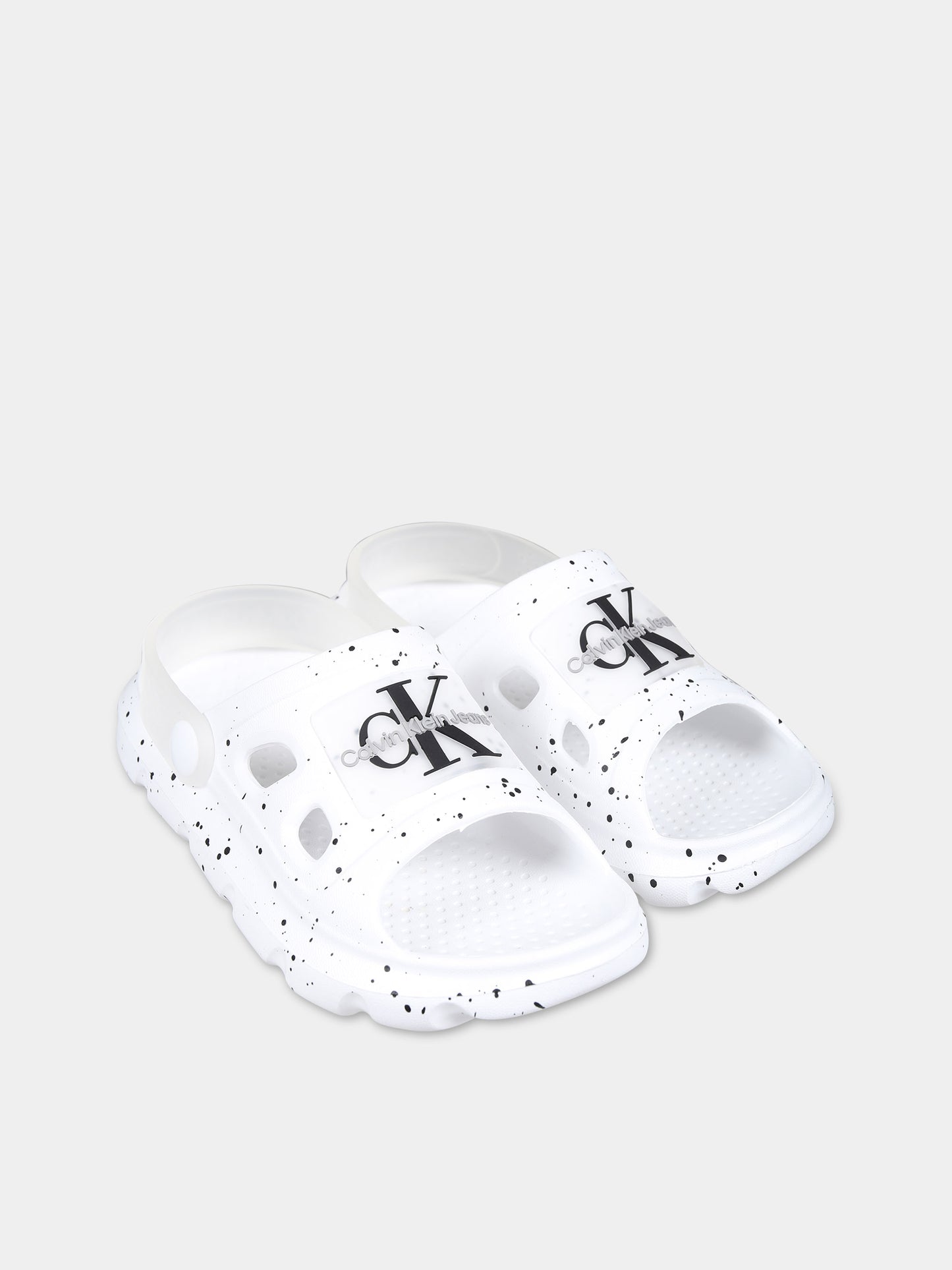 Sandali bianchi per bambini con logo,Calvin Klein Kids,V1X2 80915 0083100