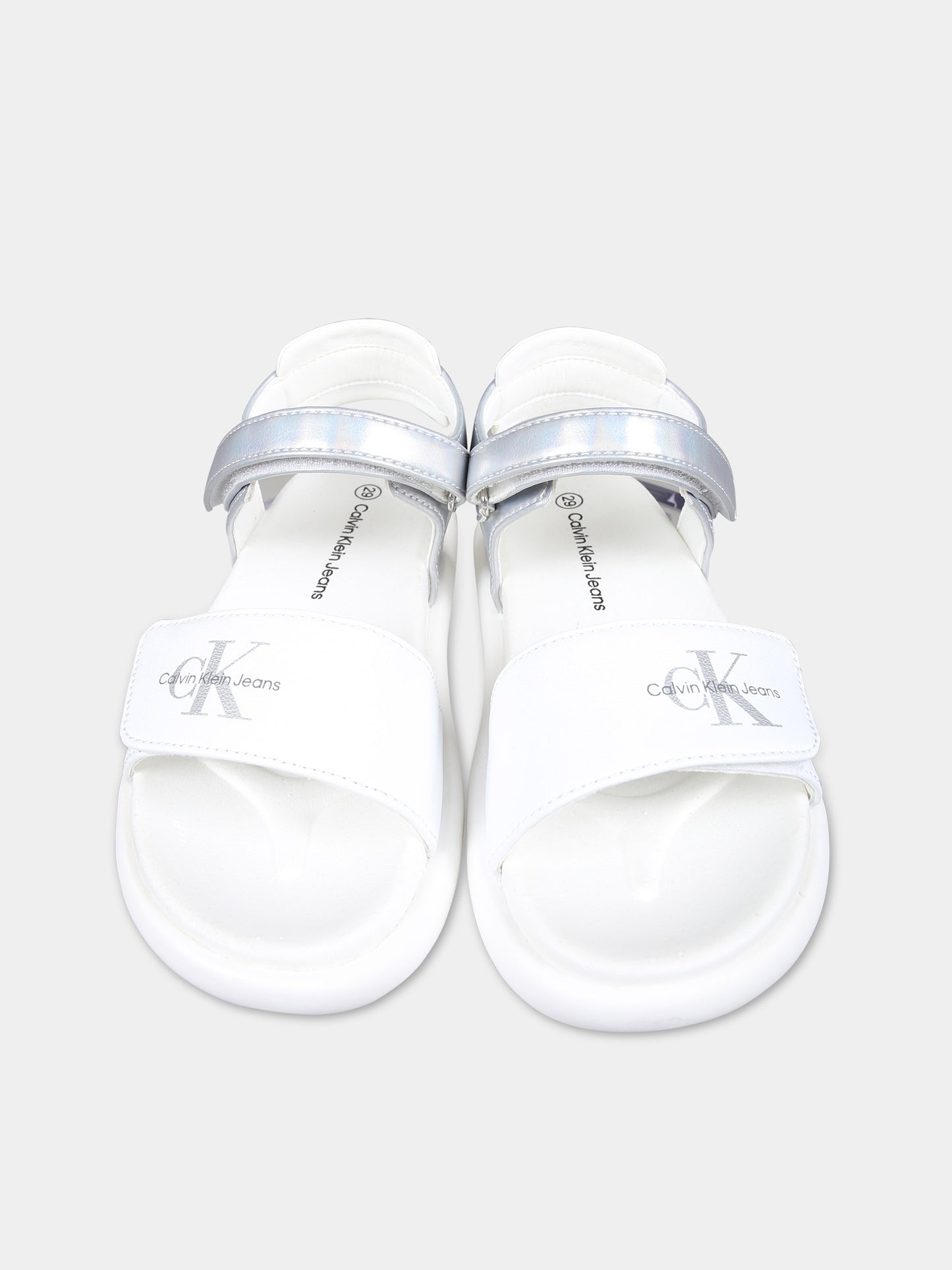 Sandali bianchi per bambina con logo,Calvin Klein Kids,V1A2 80817 1013X025