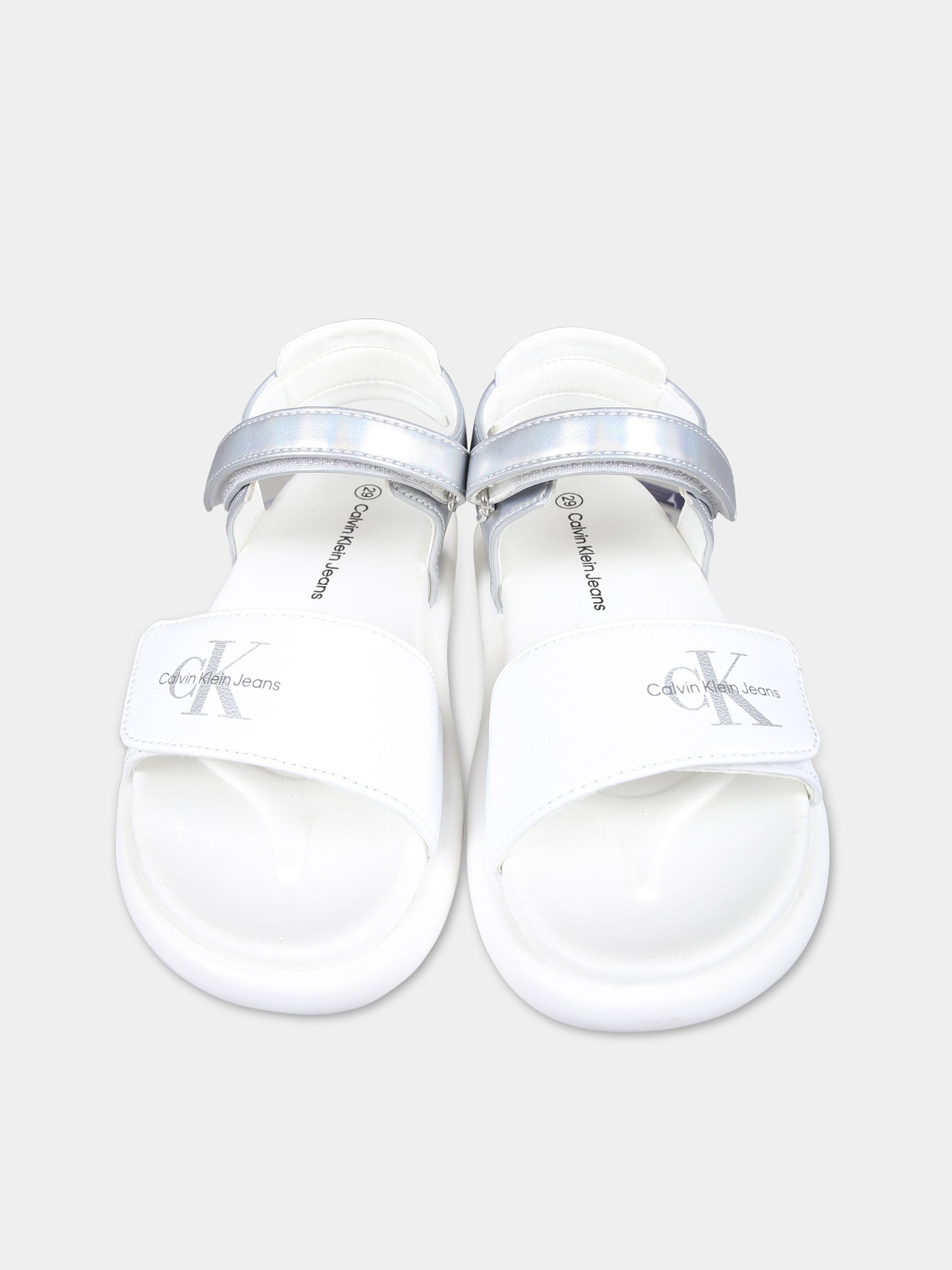 Sandali bianchi per bambina con logo,Calvin Klein Kids,V1A2 80817 1013X025