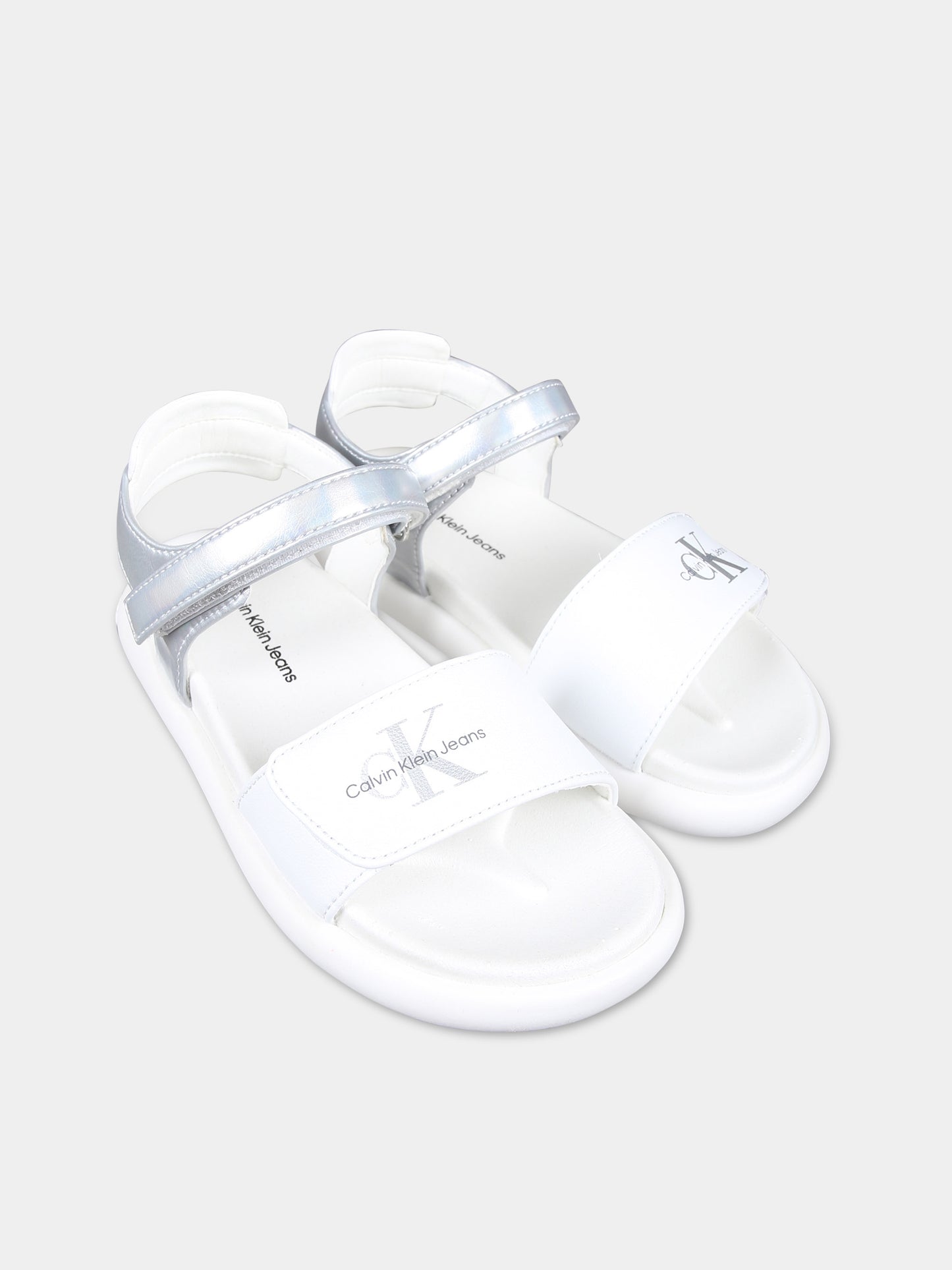 Sandali bianchi per bambina con logo,Calvin Klein Kids,V1A2 80817 1013X025