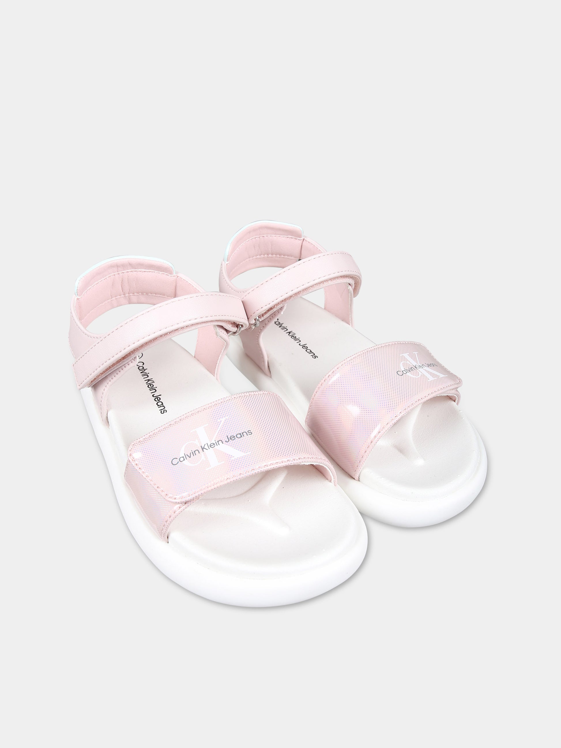 Sandali rosa per bambina con logo,Calvin Klein Kids,V1A2 80818 1599302