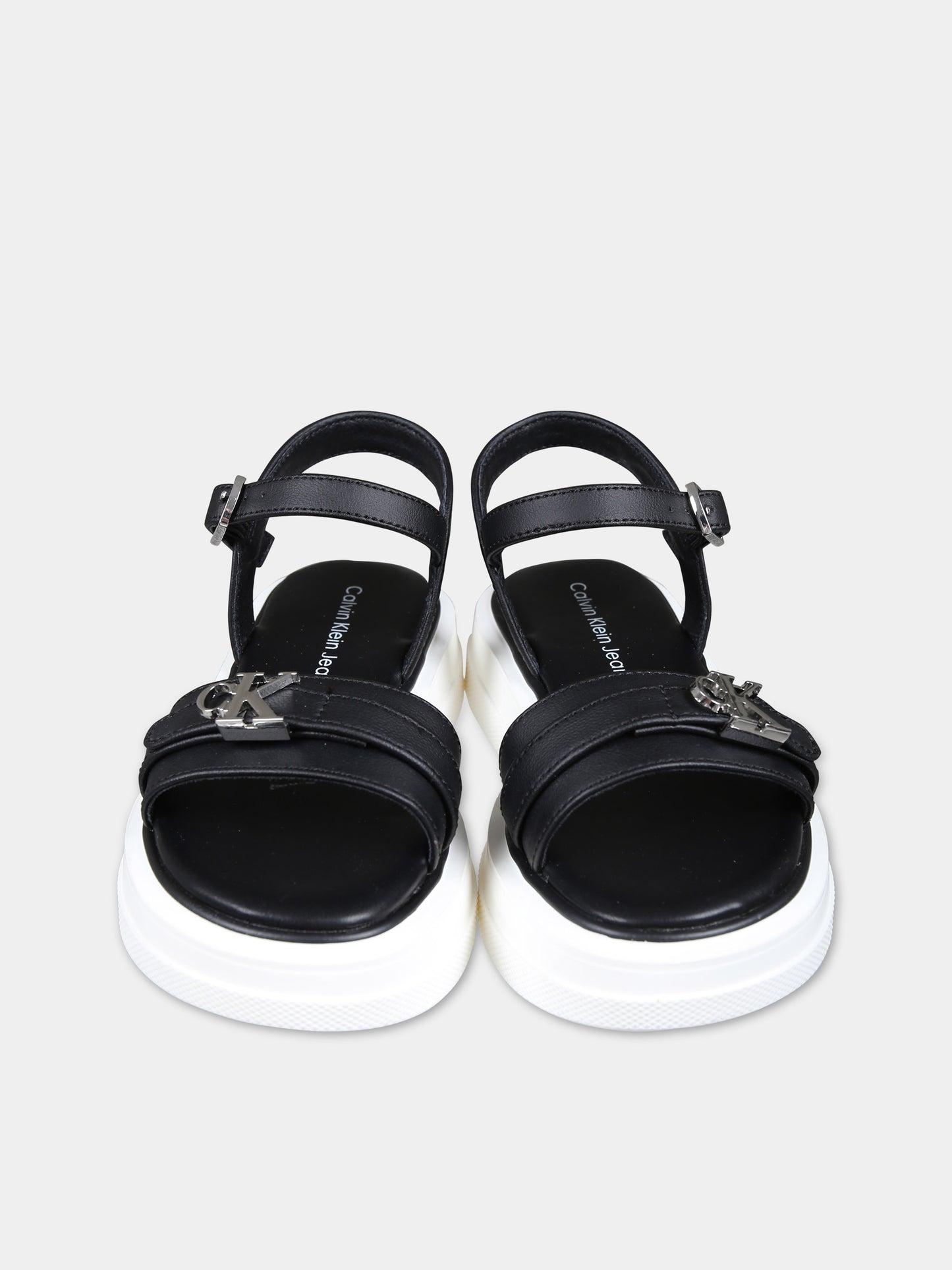 Sandali neri per bambina con logo,Calvin Klein Kids,V3A2 80832 0371999