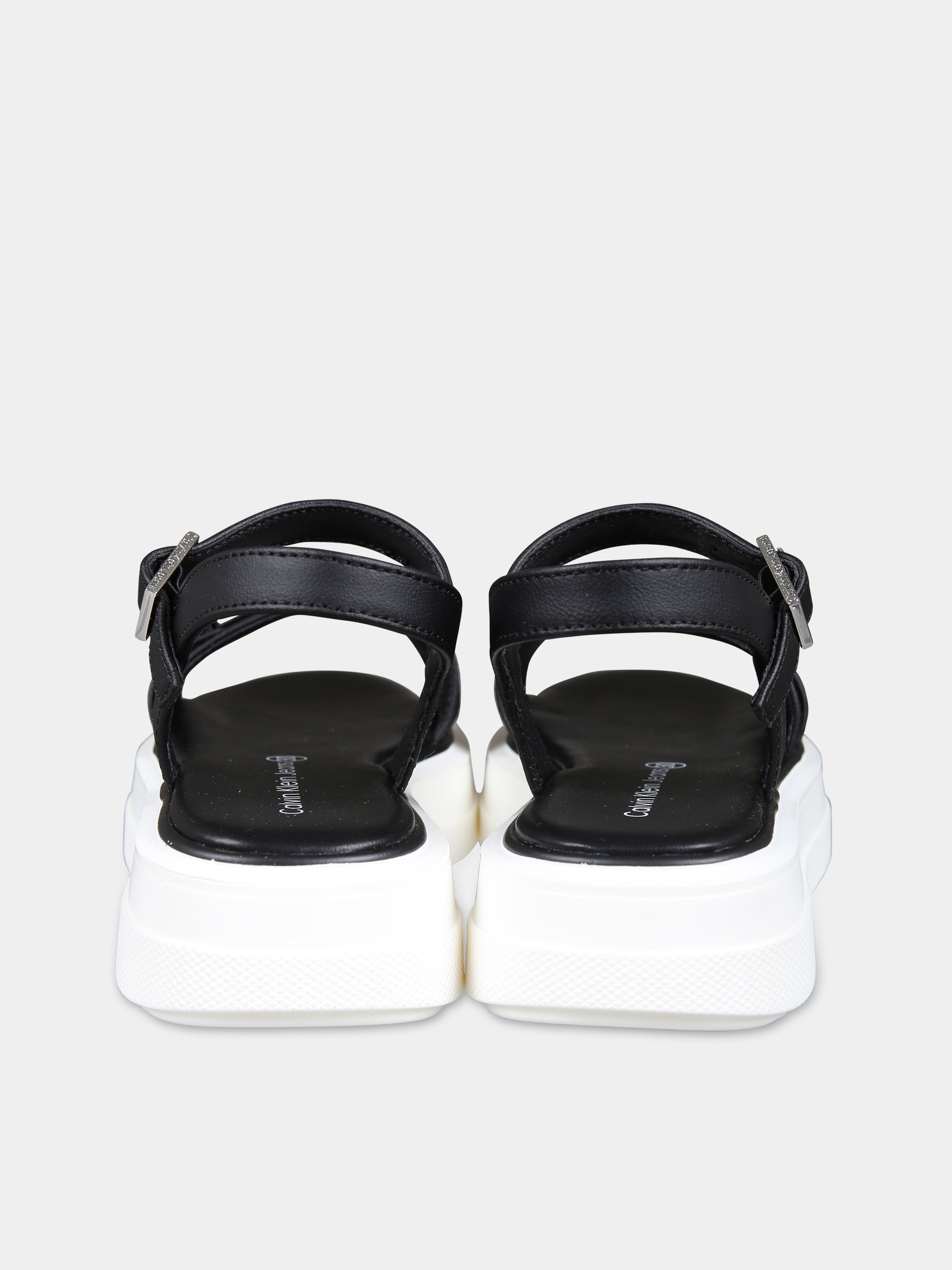 Sandali neri per bambina con logo,Calvin Klein Kids,V3A2 80832 0371999