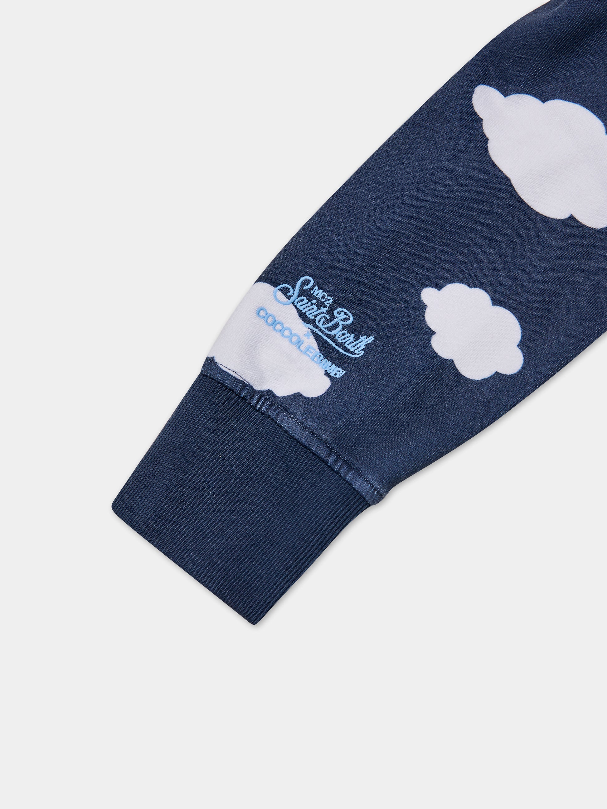 Felpa blu per adulti con iconiche nuvole e Ducky Clouds,Saint Barth X Coccolebimbi,SOHO N DUCKY CLOUDS 61 EMB