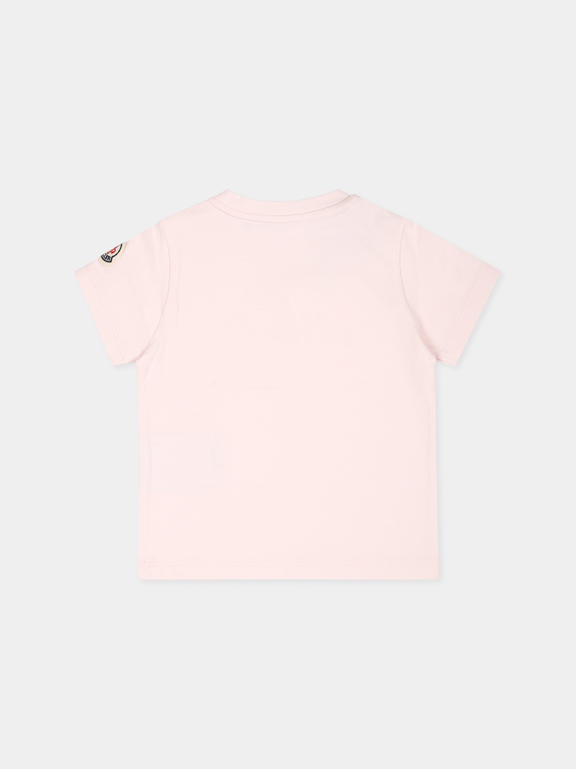 T-shirt rosa per neonata con logo,Moncler Kids,J2951 8C00001 8790N 503