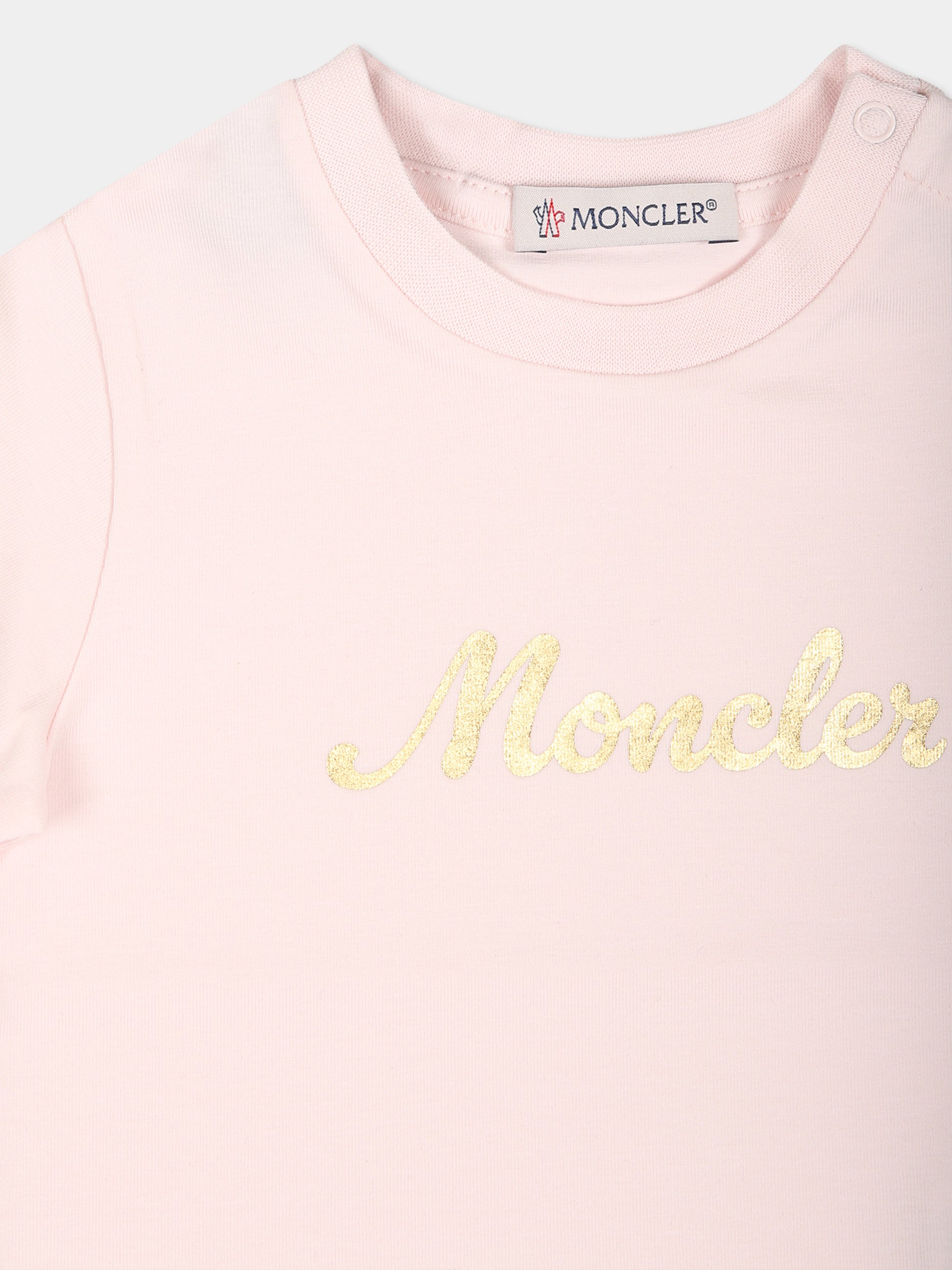 T-shirt rosa per neonata con logo,Moncler Kids,J2951 8C00001 8790N 503