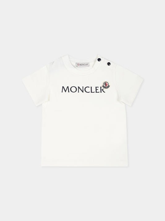 T-shirt bianca per neonati con logo,Moncler Kids,J2951 8C00005 8790N 034