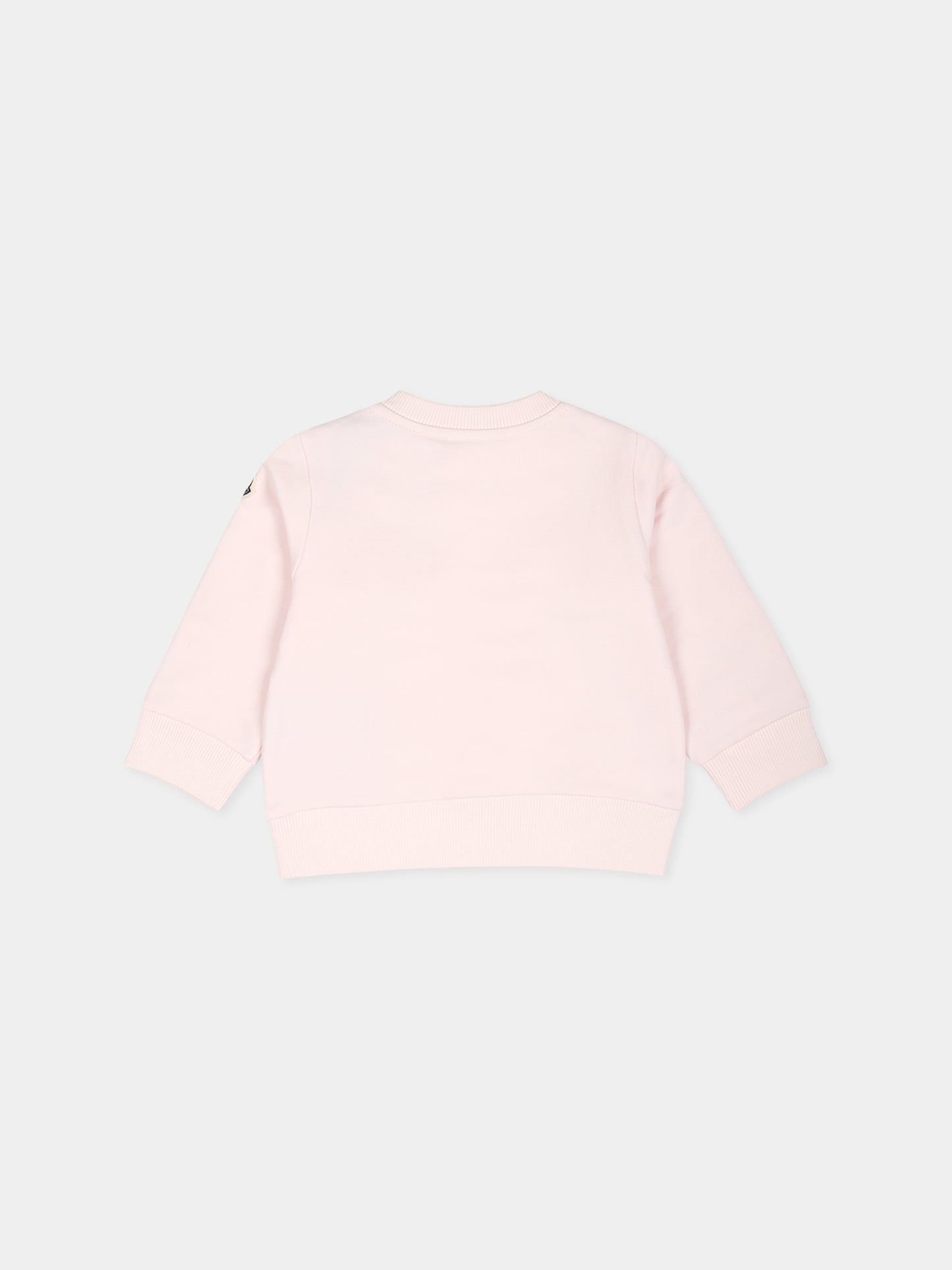 Felpa rosa per neonata con logo,Moncler Kids,J2951 8G00003 89A23 503