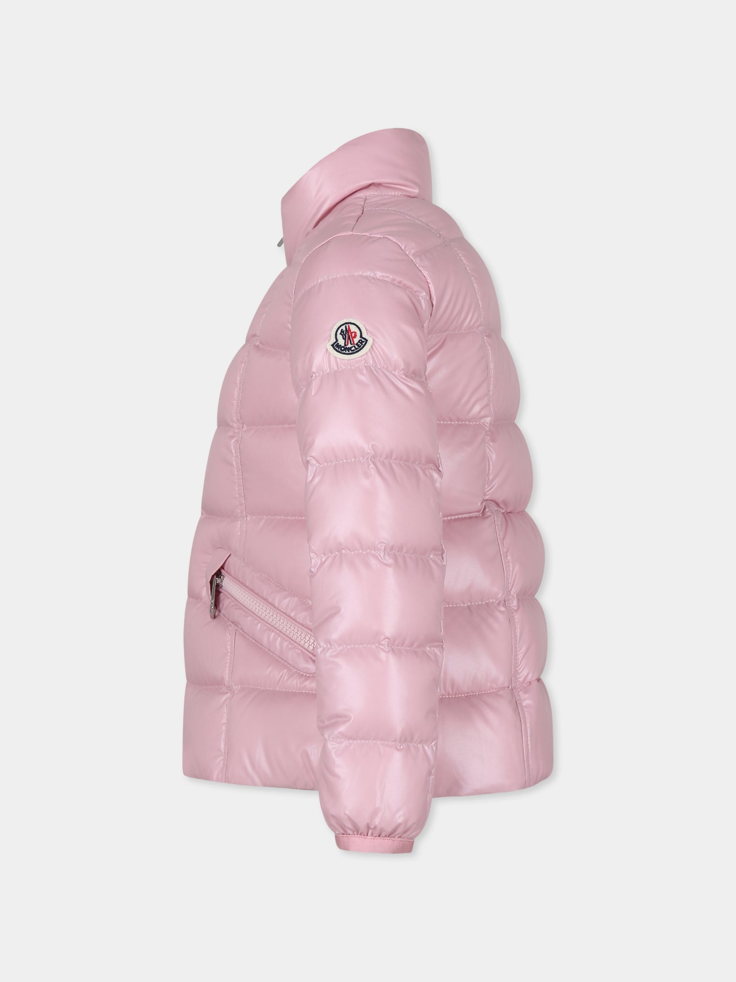 Piumino Ainay rosa per bambina con logo,Moncler Kids,J2954 1A00007 595ZJ 501