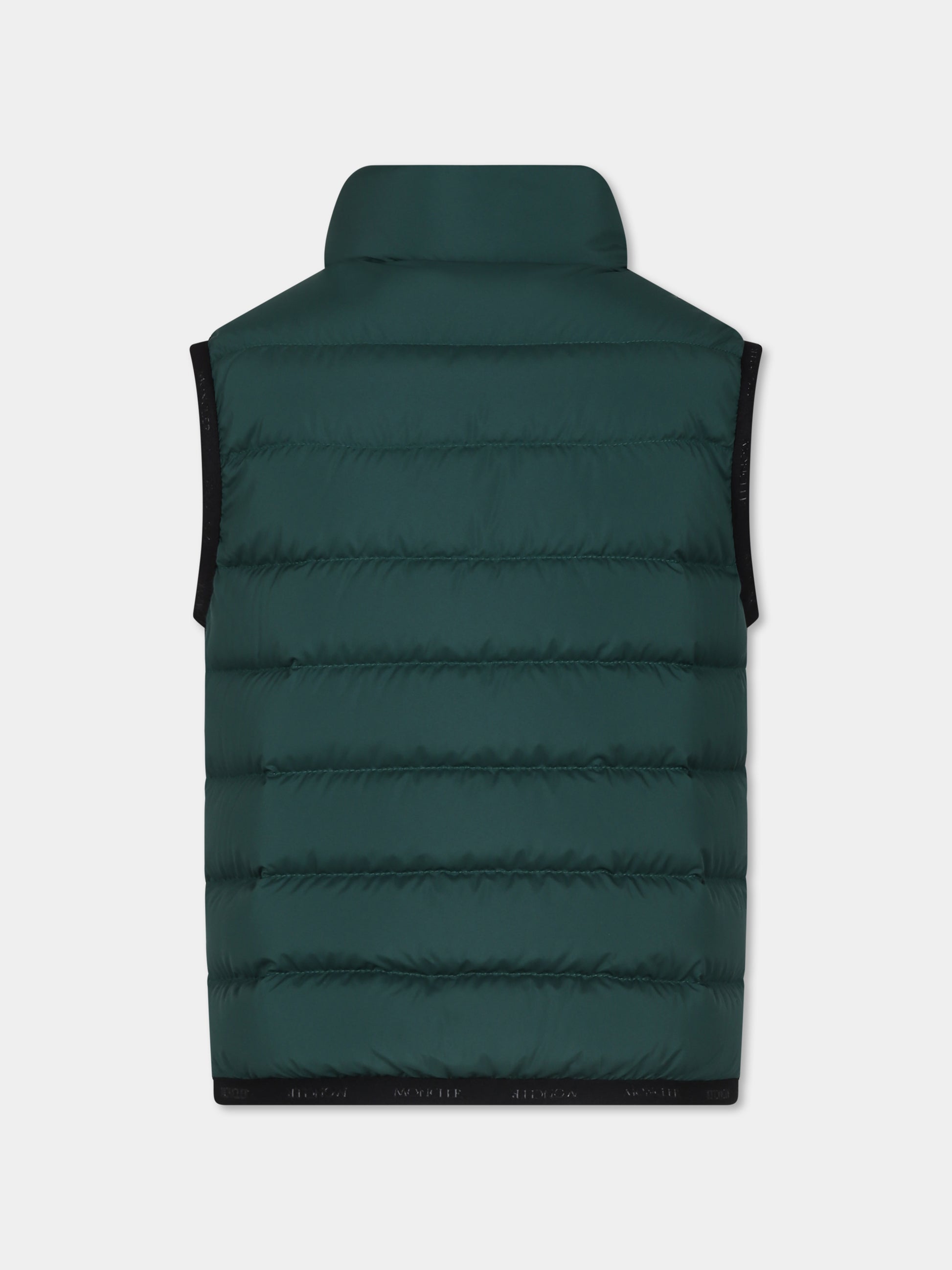 Gilet Contrin verde per bambino con logo,Moncler Kids,J2954 1A00105 54A81 866