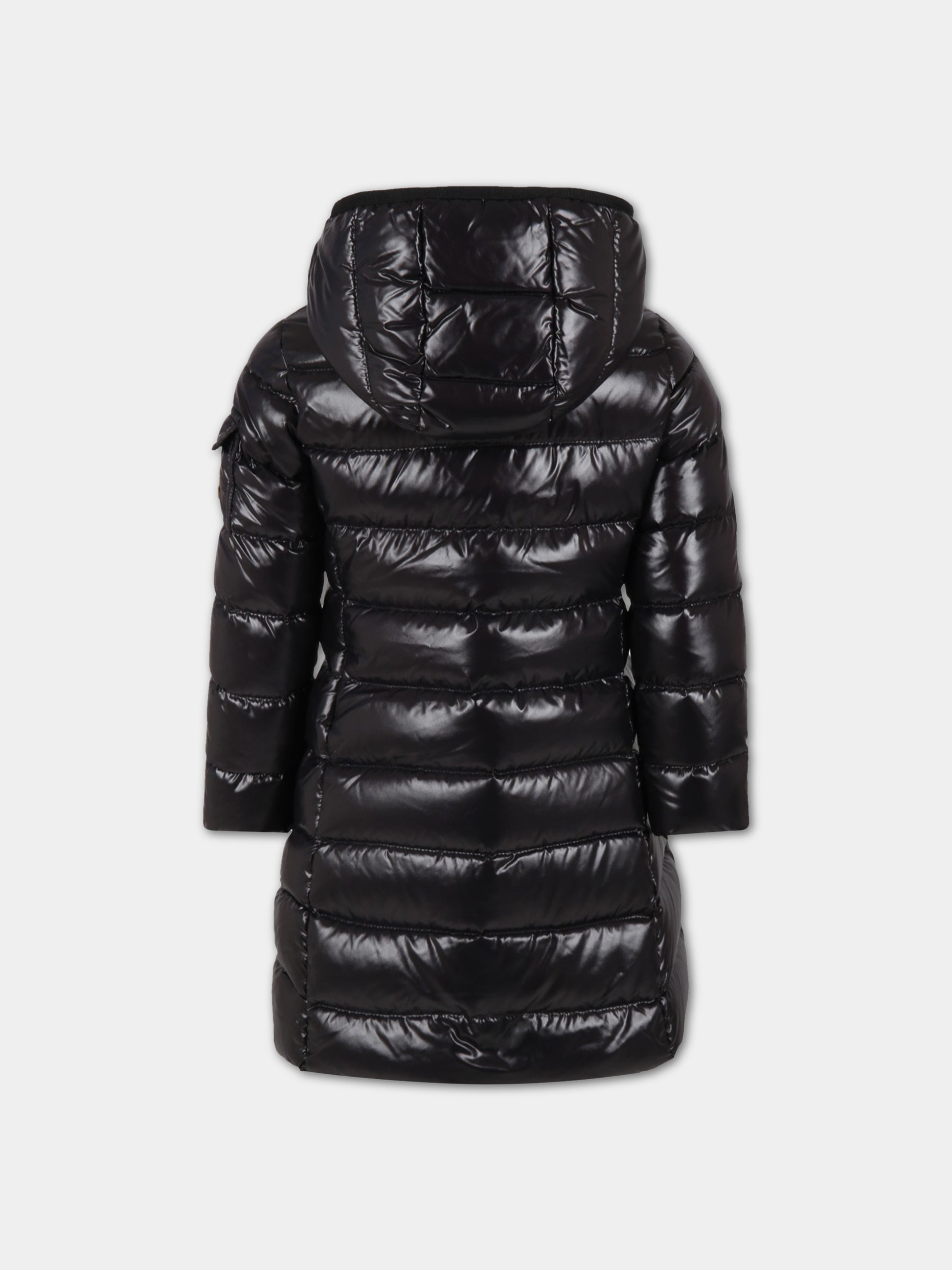 Piumino Moka nero per bambina con patch,Moncler Kids,J2954 1C50110 68950 999
