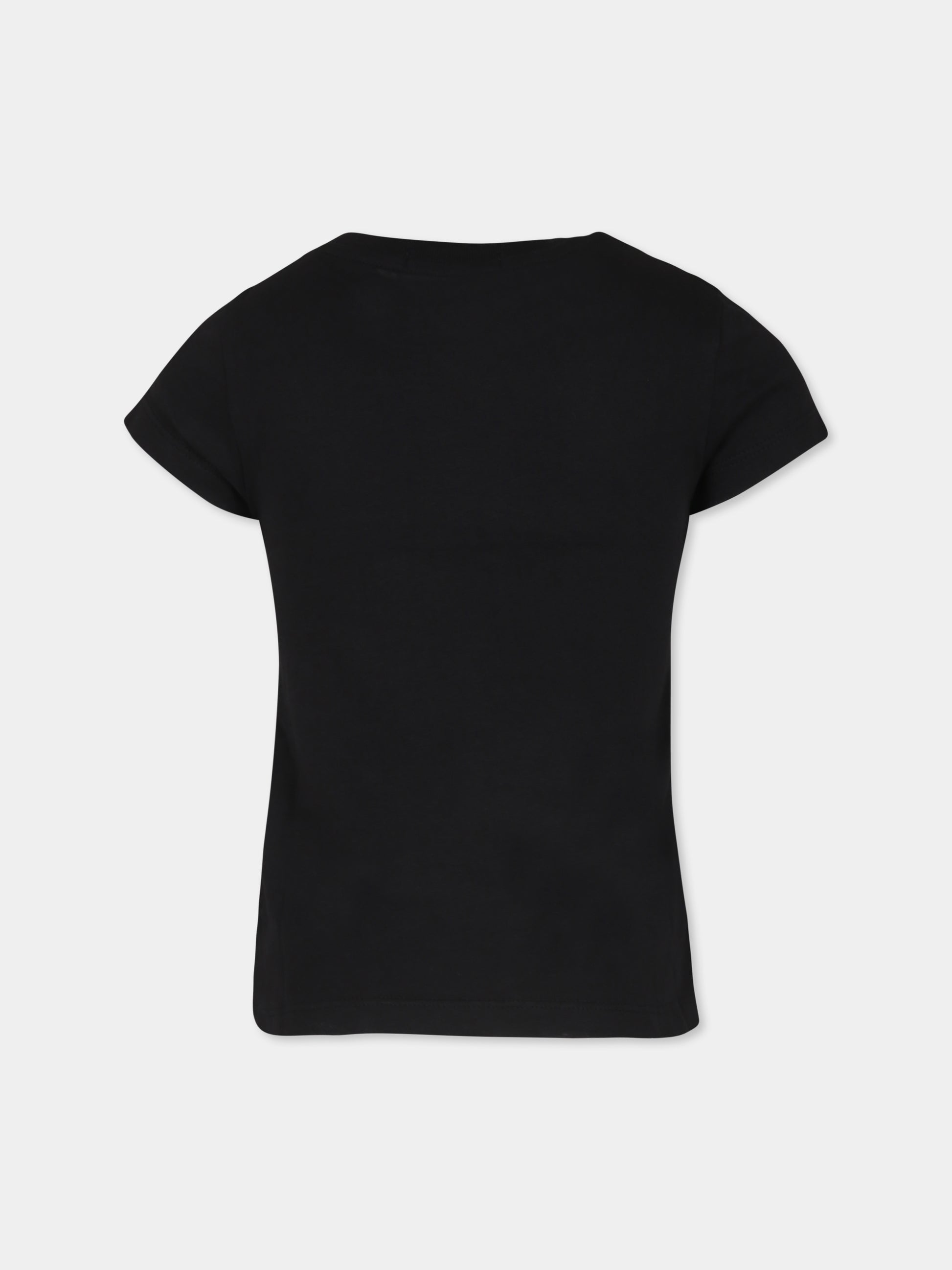 T-shirt nera per bambina con logo,Calvin Klein Kids,24C IG0IG01470 BEH