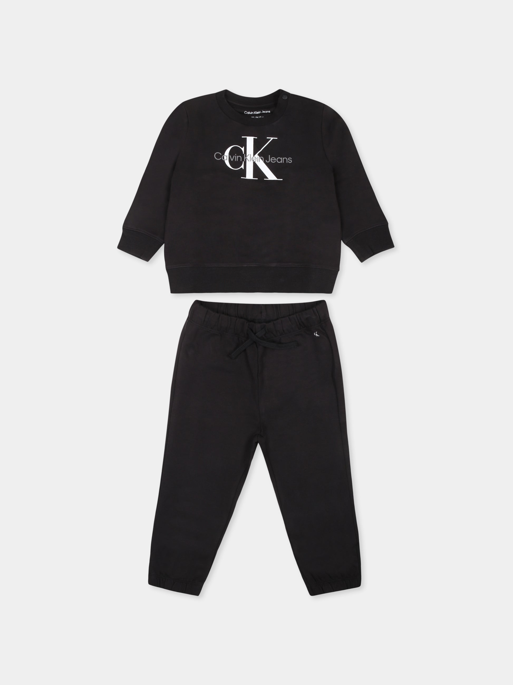 Completo sportivo nero con logo per neonati,Calvin Klein Kids,IN0IN00017J BEH