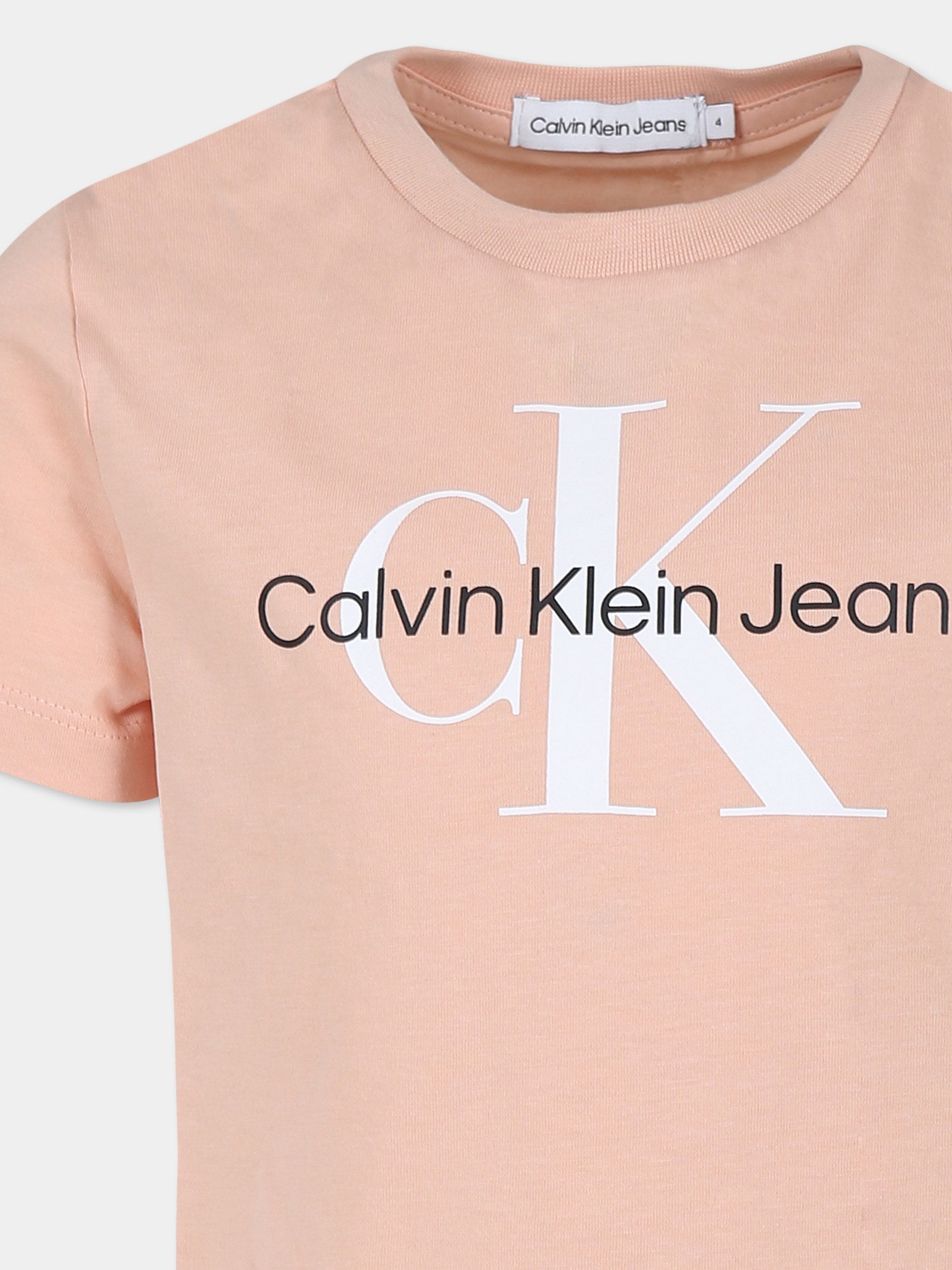 T-shirt rosa per bambini con logo,Calvin Klein Kids,IU0IU00460J TFC