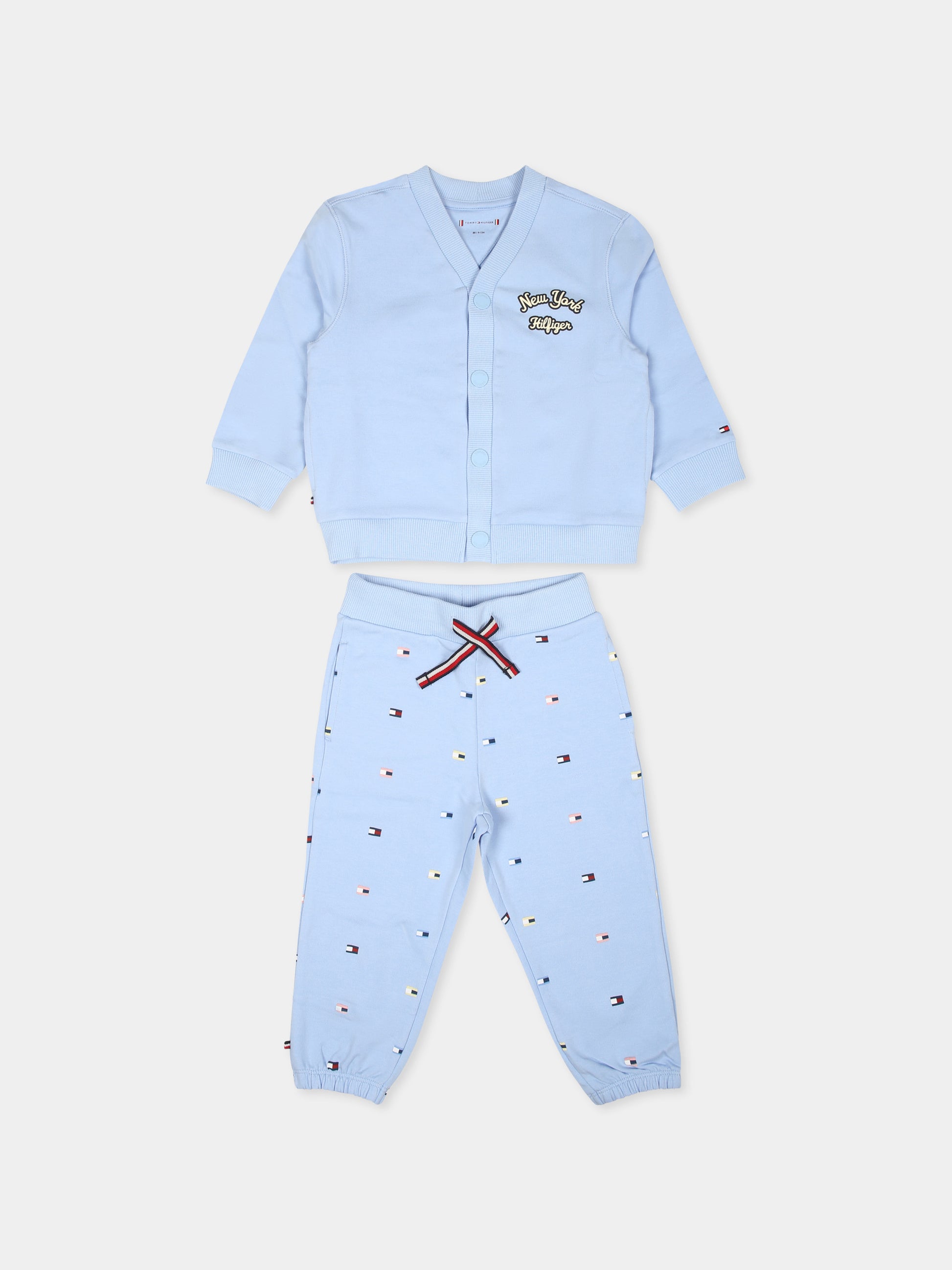 Completo celeste per neonato con logo,Tommy Hilfiger Junior,KN0KN01864J C1Z