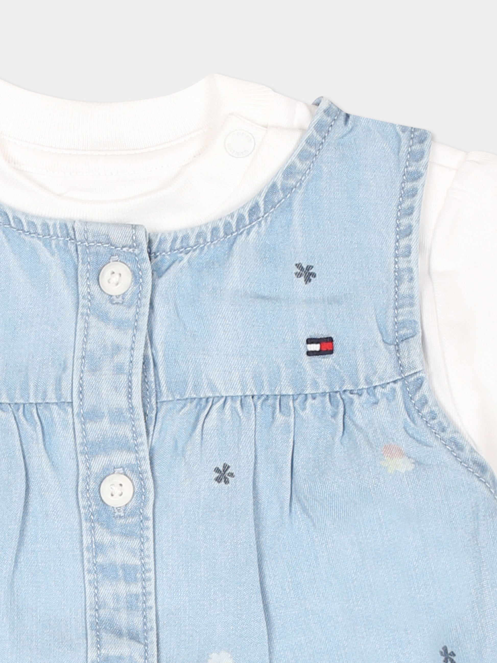 Completo celeste per neonata con stampa fiori,Tommy Hilfiger Junior,KN0KN01890J 1AA