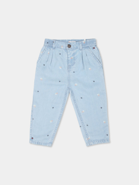 Jeans blu per neonata con stampa fiori,Tommy Hilfiger Junior,KN0KN01893J 1AA